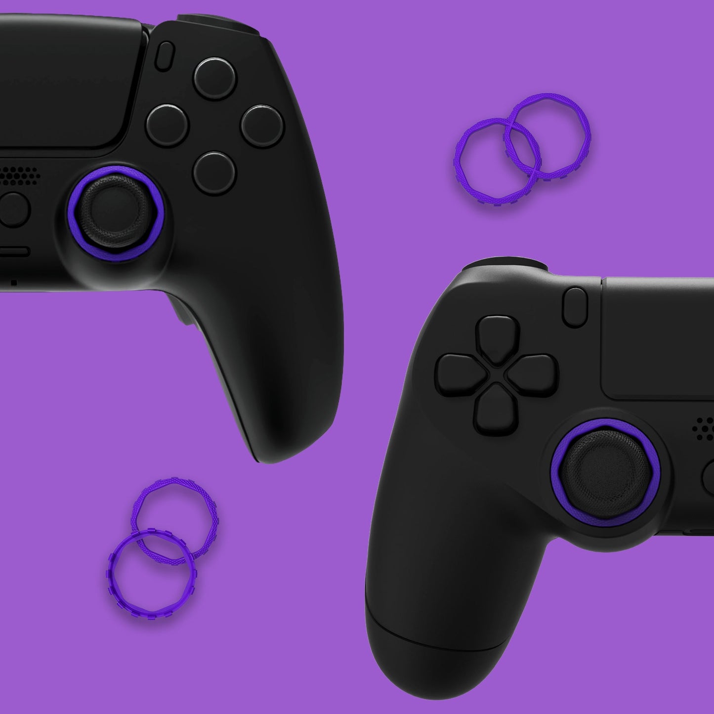 eXtremeRate PS5コントローラー用eXtremeRate Lunaシェル用再設計された八角形ゲート付きスティックアクセントリング、PS4コントローラー用eXtremeRate Ghostシェル交換アクセサリー-標準フェイスプレートには非対応【パープル】