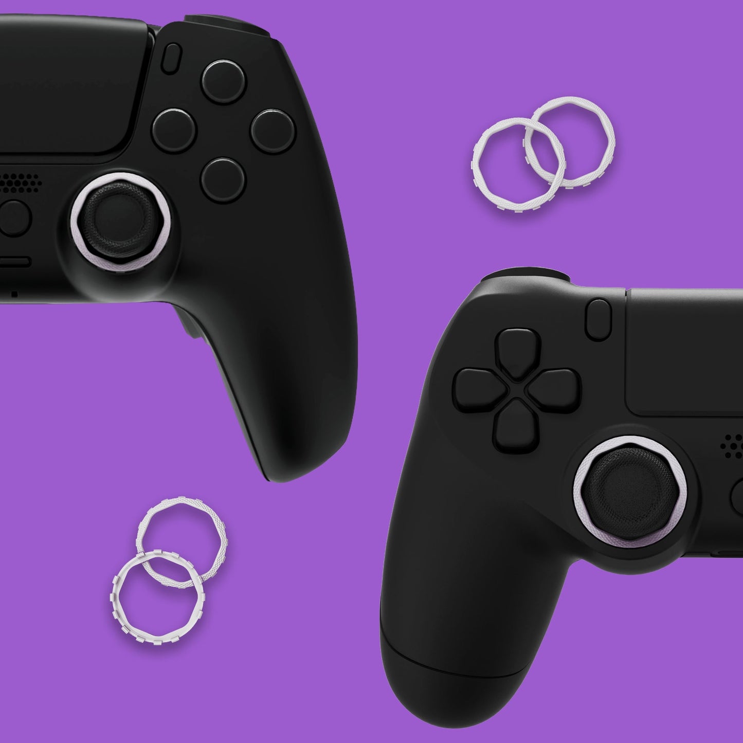 eXtremeRate PS5コントローラー用eXtremeRate Lunaシェル用再設計された八角形ゲート付きスティックアクセントリング、PS4コントローラー用eXtremeRate Ghostシェル交換アクセサリー-標準フェイスプレートには非対応【ホワイト】