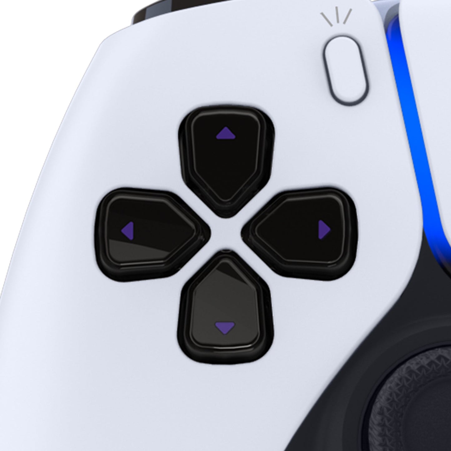 eXtremeRate Retail Replacement Custom Dpad Action Buttons Three-Tone Black & Clear With Black Purple Redesigned Symbols D-pad Face Buttons For ps5 Controller - JPFF006