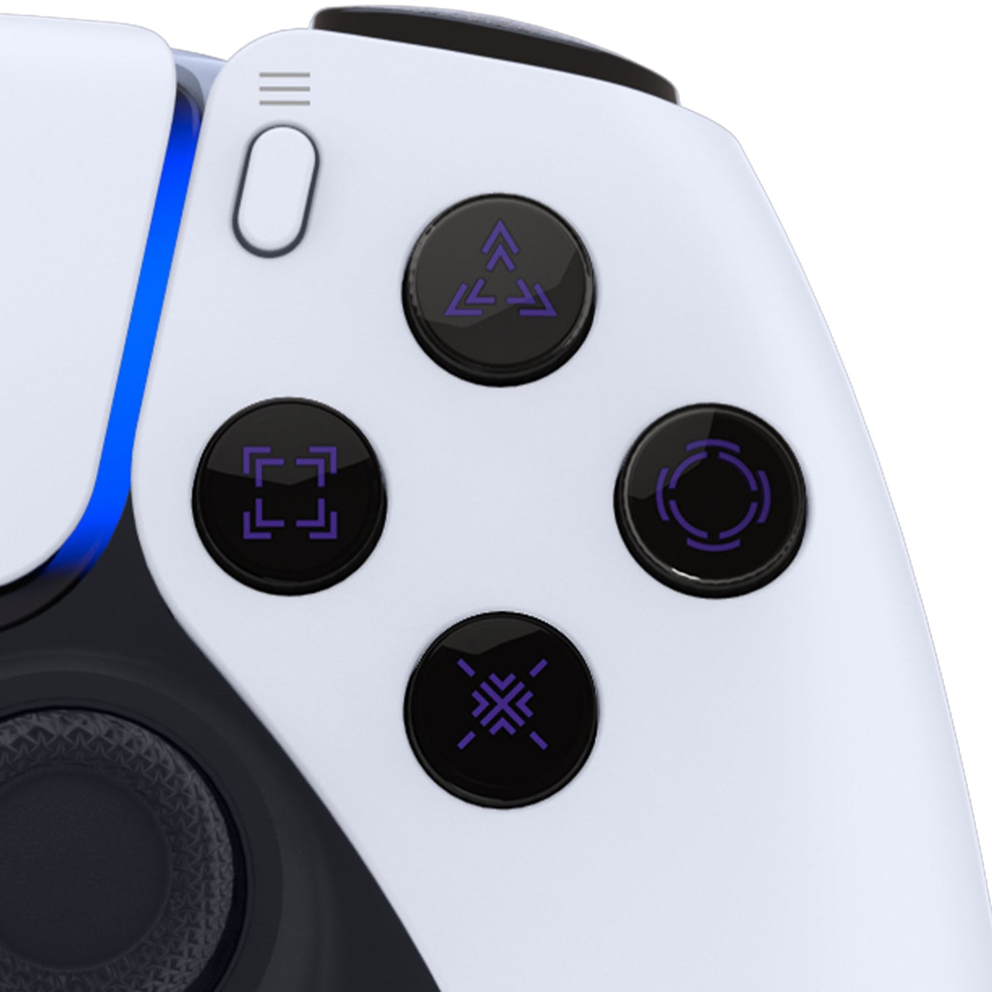 eXtremeRate Retail Replacement Custom Dpad Action Buttons Three-Tone Black & Clear With Black Purple Redesigned Symbols D-pad Face Buttons For ps5 Controller - JPFF006