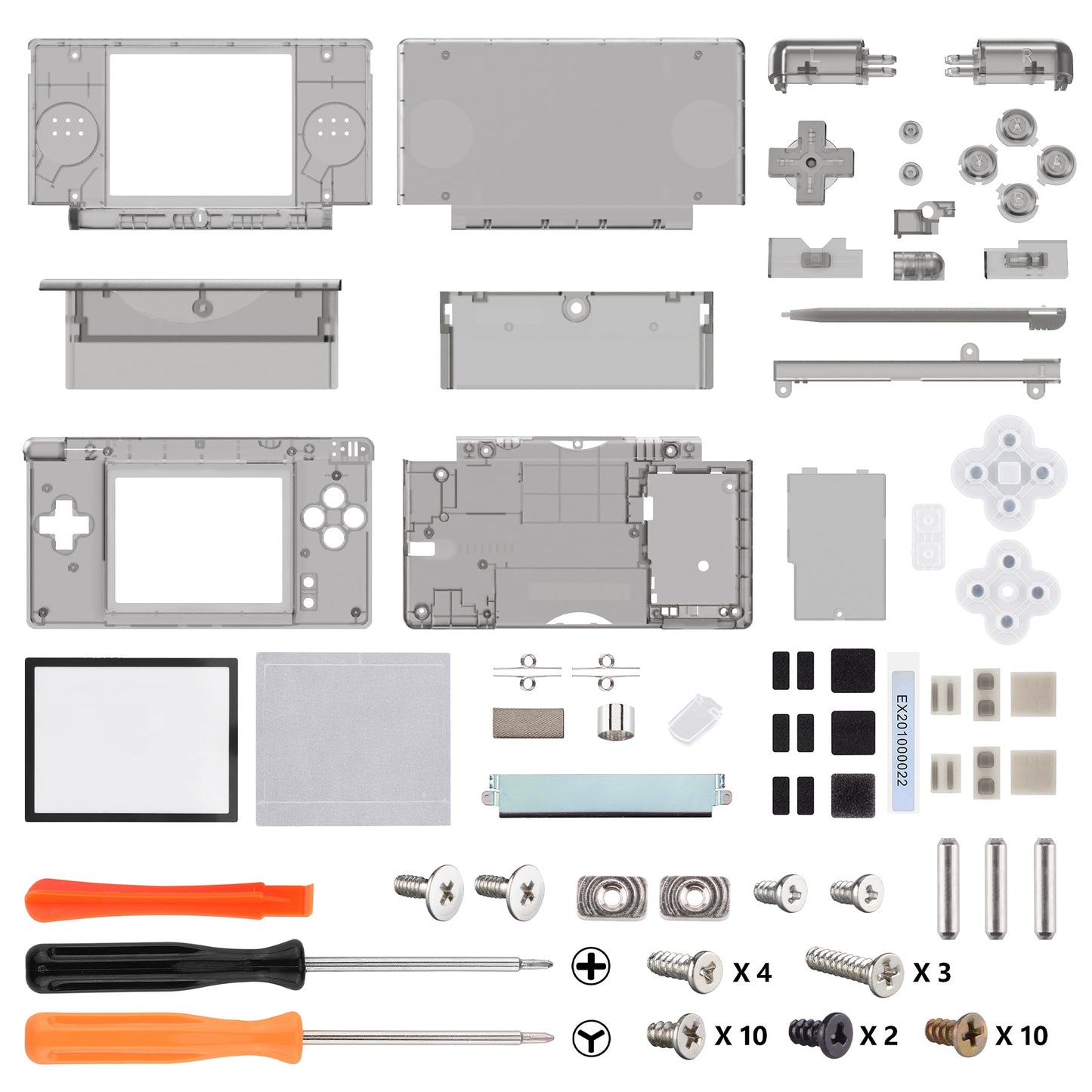 Replacement Shell for Nintendo DS Lite And Screen Lens for Nintendo DS Lite NDSL - Clear Black eXtremeRate