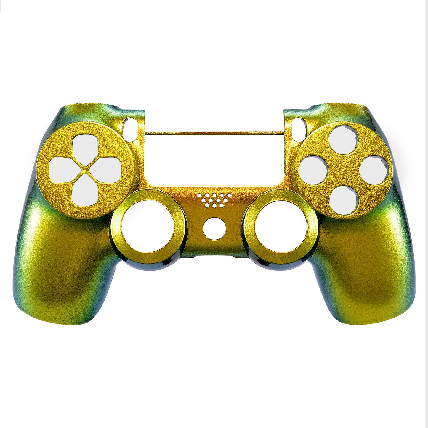 eXtremeRate PS4 Slim Proコントローラー(CUH-ZCT2 JDM-040/050/055)用交換フロントハウジングシェル【カメレオンゴールドグリーン】