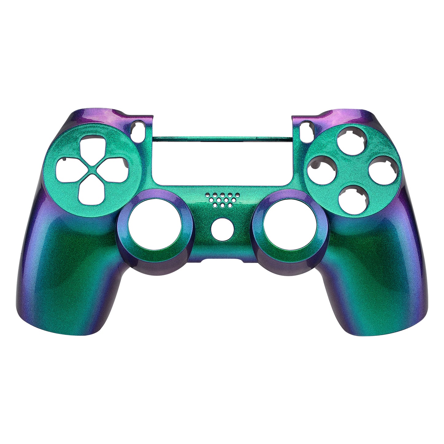 eXtremeRate PS4 Slim Proコントローラー(CUH-ZCT2 JDM-040/050/055)用交換フロントハウジングシェル【カメレオングリーンパープル】