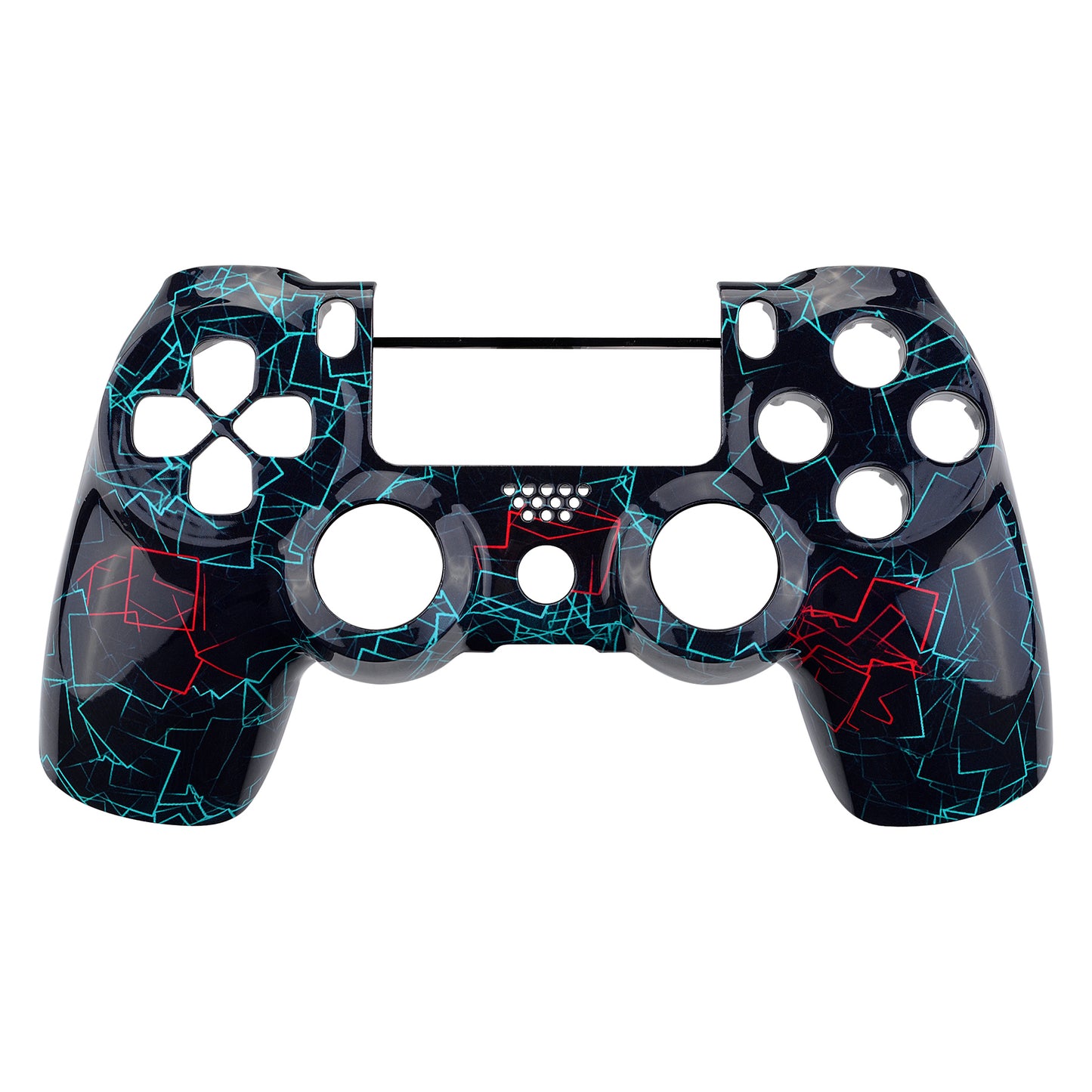 eXtremeRate PS4 Slim Proコントローラー(CUH-ZCT2 JDM-040/050/055)用交換フロントハウジングシェル【ネオンフレーム】