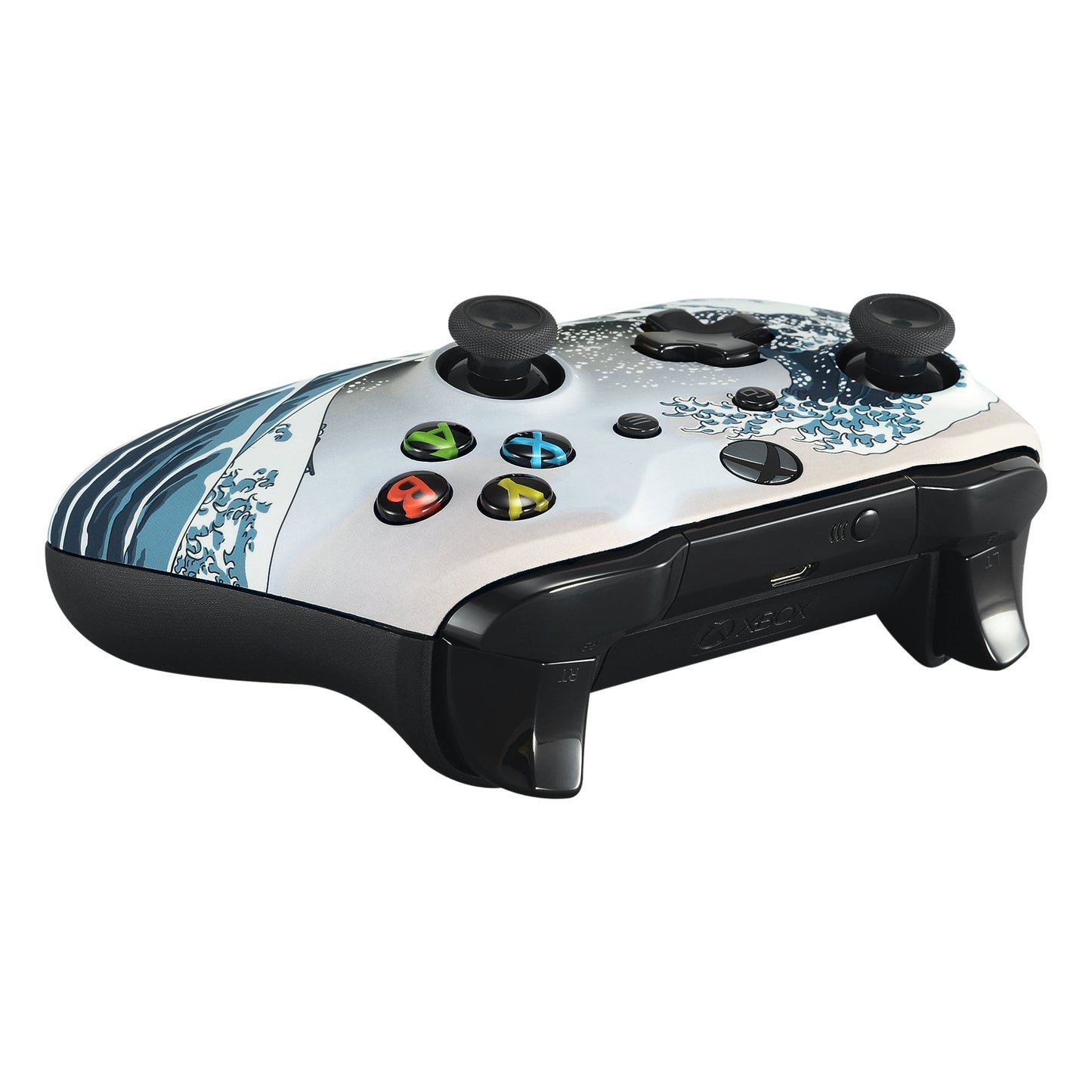 eXtremeRate Retail The Great Wave Patterned Soft Touch Front Shell for Xbox One X & One S Remote Controller - SXOFT17X