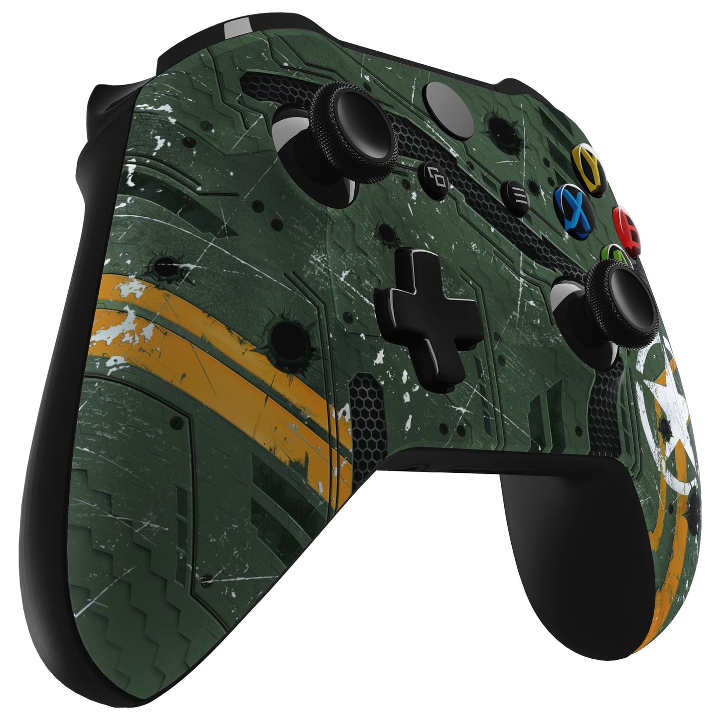 eXtremeRate Retail Army Mecha Faceplate Cover Soft Touch Front Housing Shell Comfortable Soft Grip Replacement Kit for Xbox One X & One S Controller - SXOFT61X