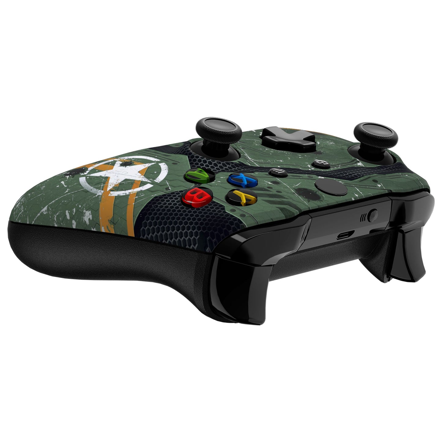 eXtremeRate Retail Army Mecha Faceplate Cover Soft Touch Front Housing Shell Comfortable Soft Grip Replacement Kit for Xbox One X & One S Controller - SXOFT61X