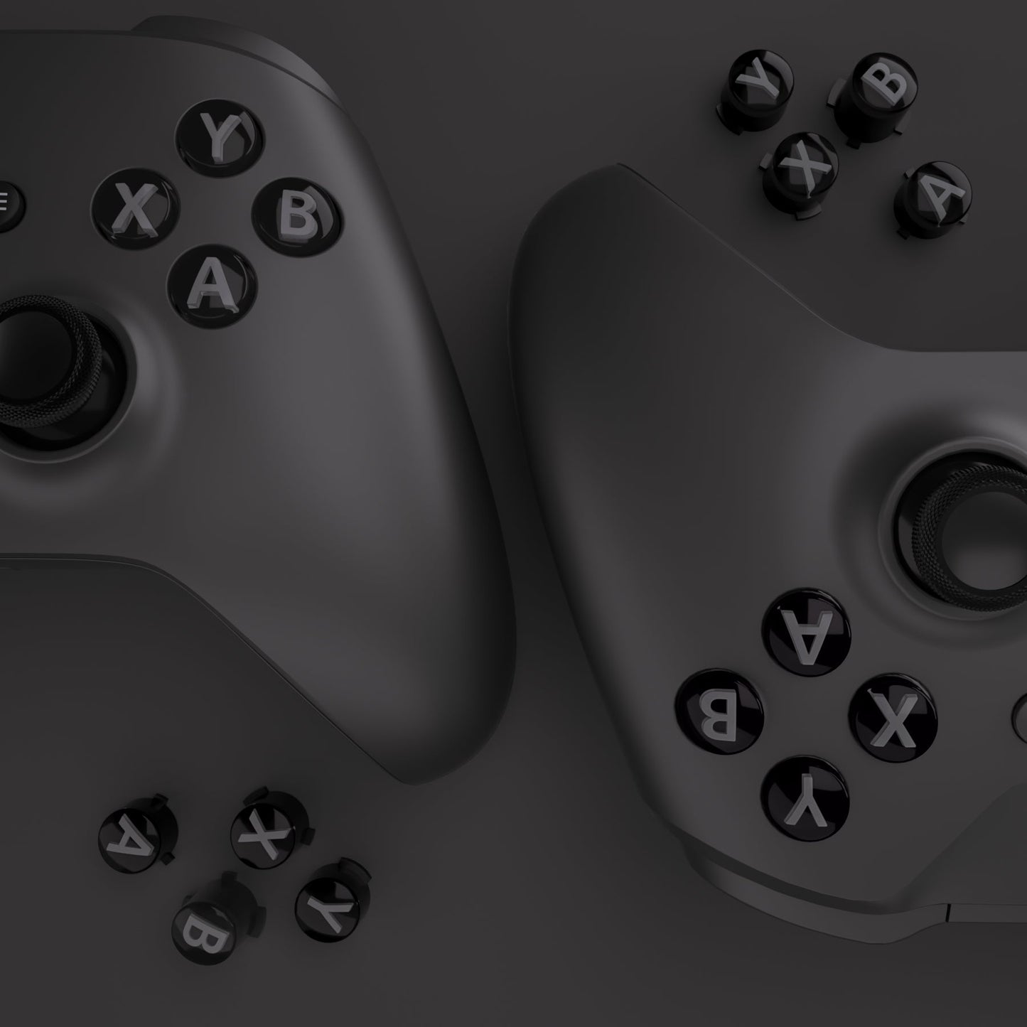 eXtremeRate Retail Three-Tone Black & Clear & Classic Gray ABXY Action Buttons with Classic Symbols for Xbox Series X & S Controller & Xbox One S/X & Xbox One Elite V1/V2 Controller - JDX3M019