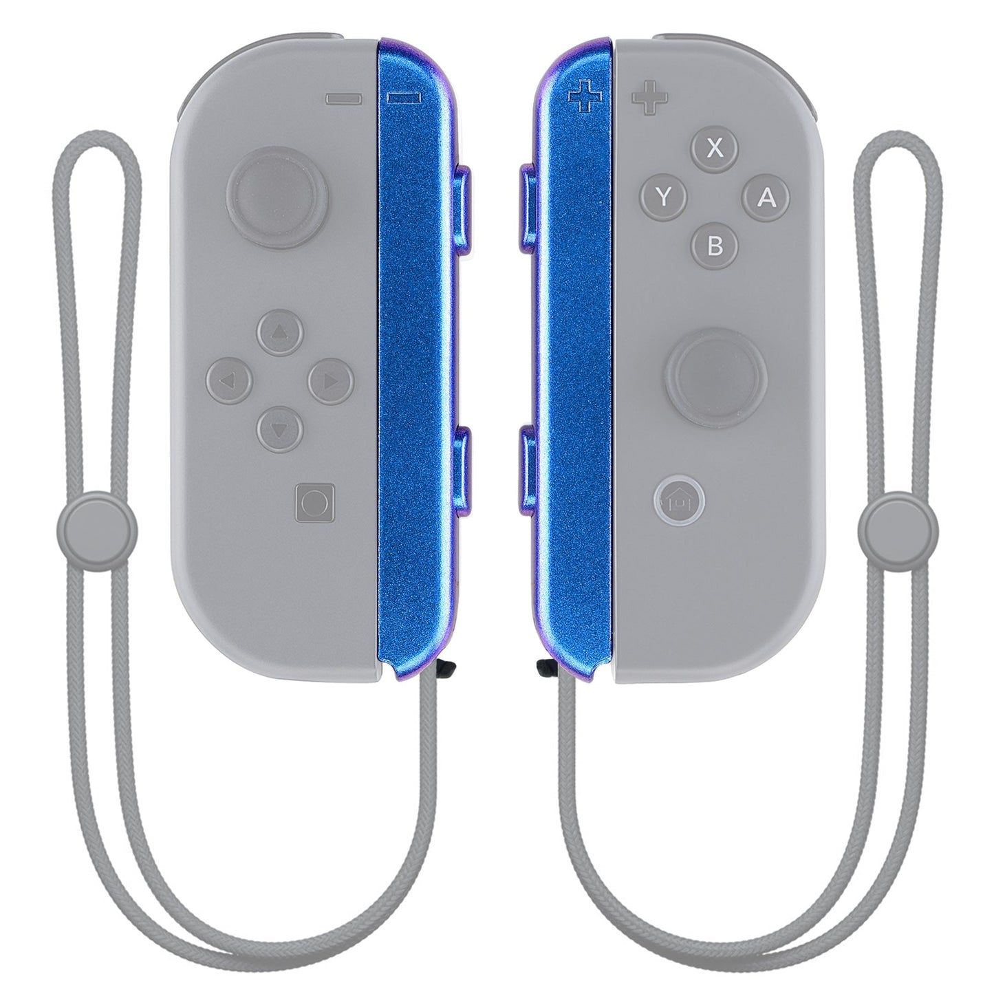 eXtremeRate Retail Chameleon Purple Glossy Replacement shell for Nintendo Switch Joycon Strap, Custom JoyCon Wrist Strap Housing Buttons for Nintendo Switch - 2 Pack - UEP301