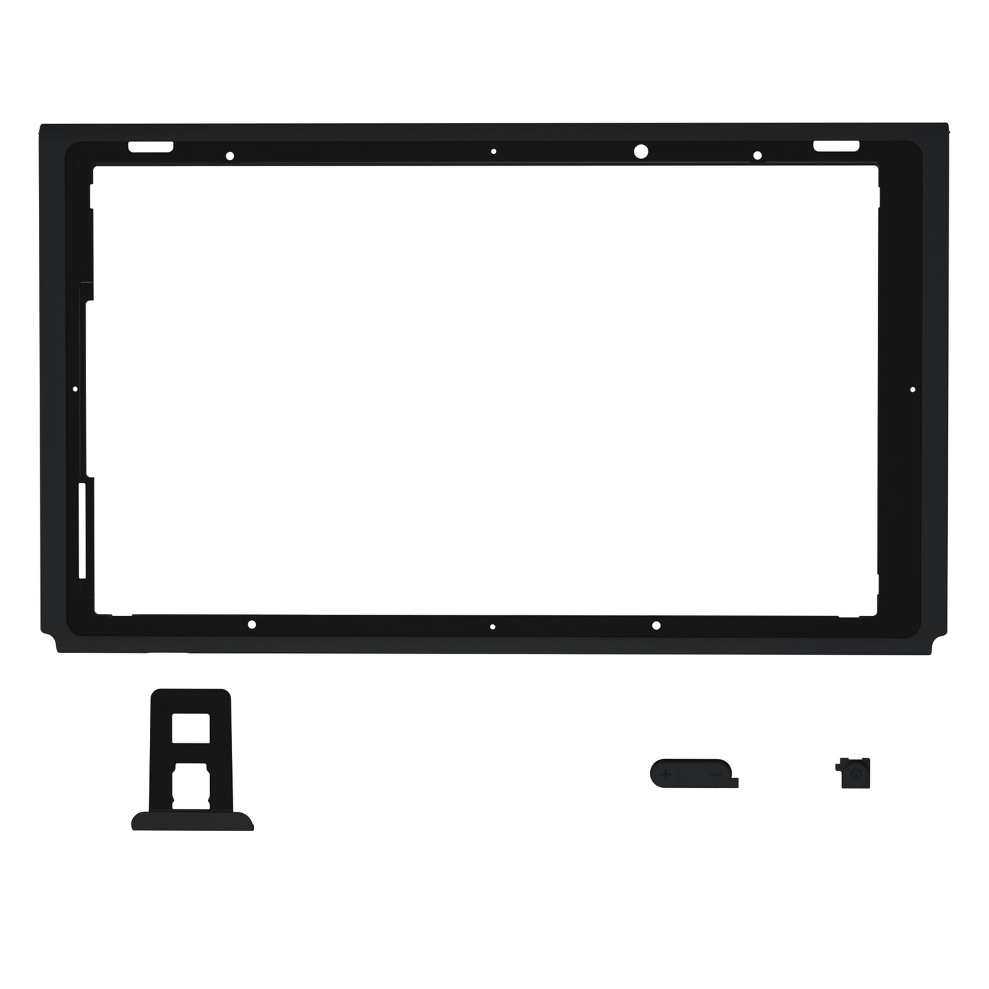eXtremeRate NS Switchコンソール用DIY交換ハウジングシェル、音量上下ボタン&電源ボタン付きフロントフレーム【ブラック】