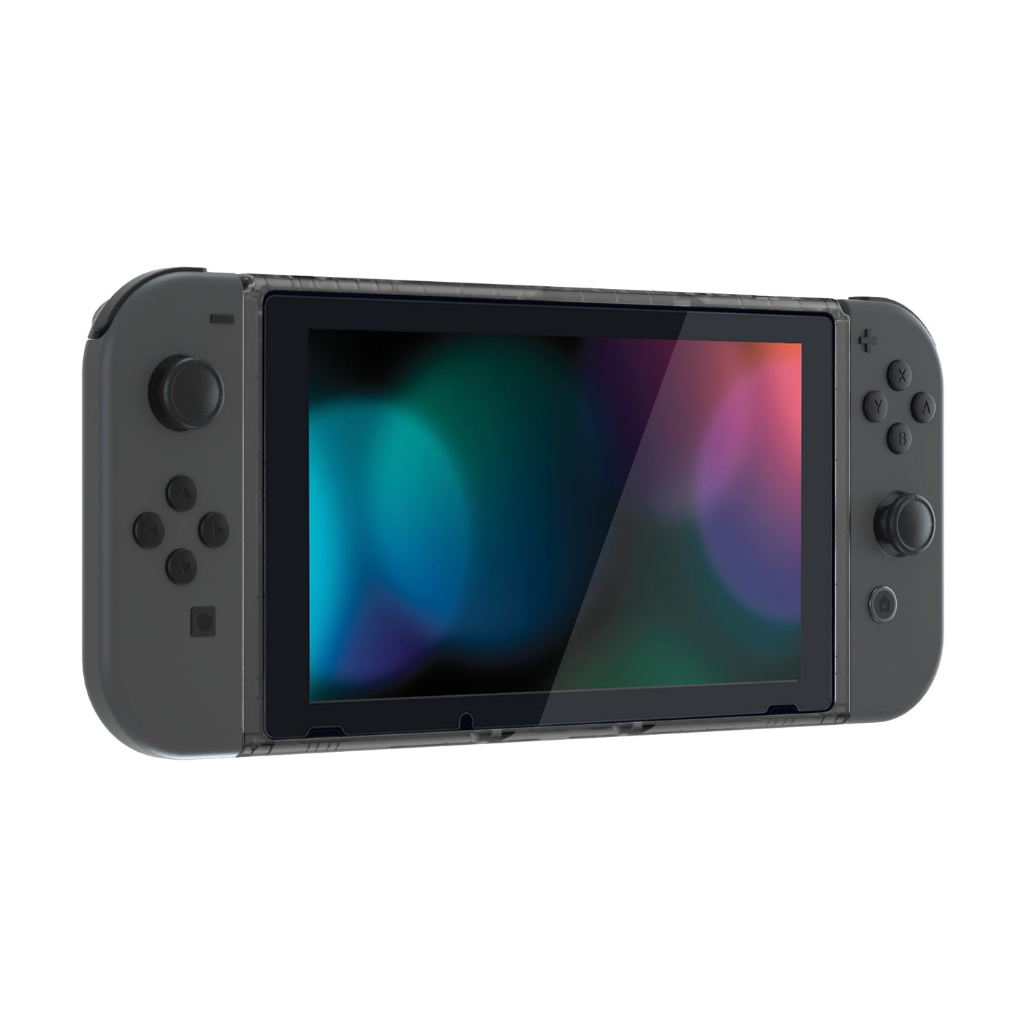 eXtremeRate Retail Clear Black DIY Housing Shell for Nintendo Switch Console, Replacement Faceplate Front Frame for Nintendo Switch Console with Volume Up Down Power Buttons - Console NOT Included - VEP340