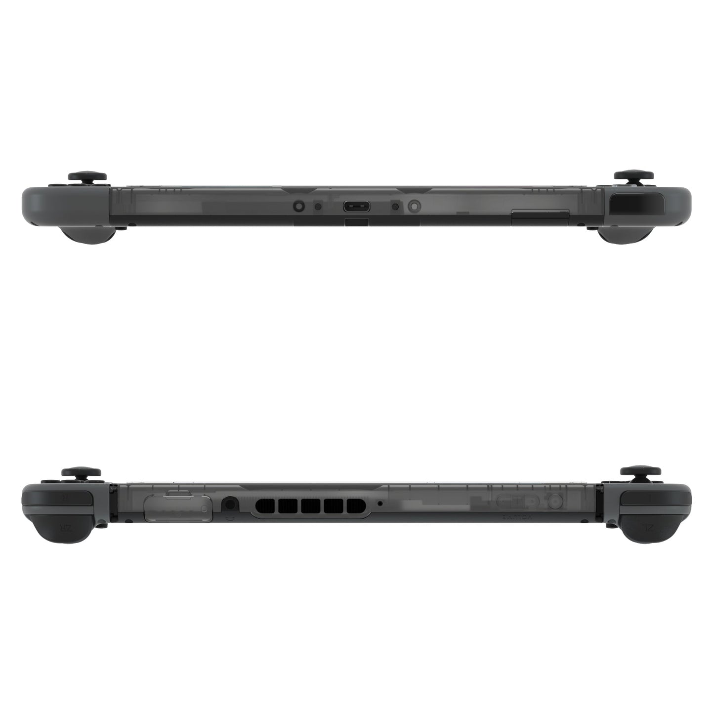 eXtremeRate Retail Clear Black DIY Housing Shell for Nintendo Switch Console, Replacement Faceplate Front Frame for Nintendo Switch Console with Volume Up Down Power Buttons - Console NOT Included - VEP340