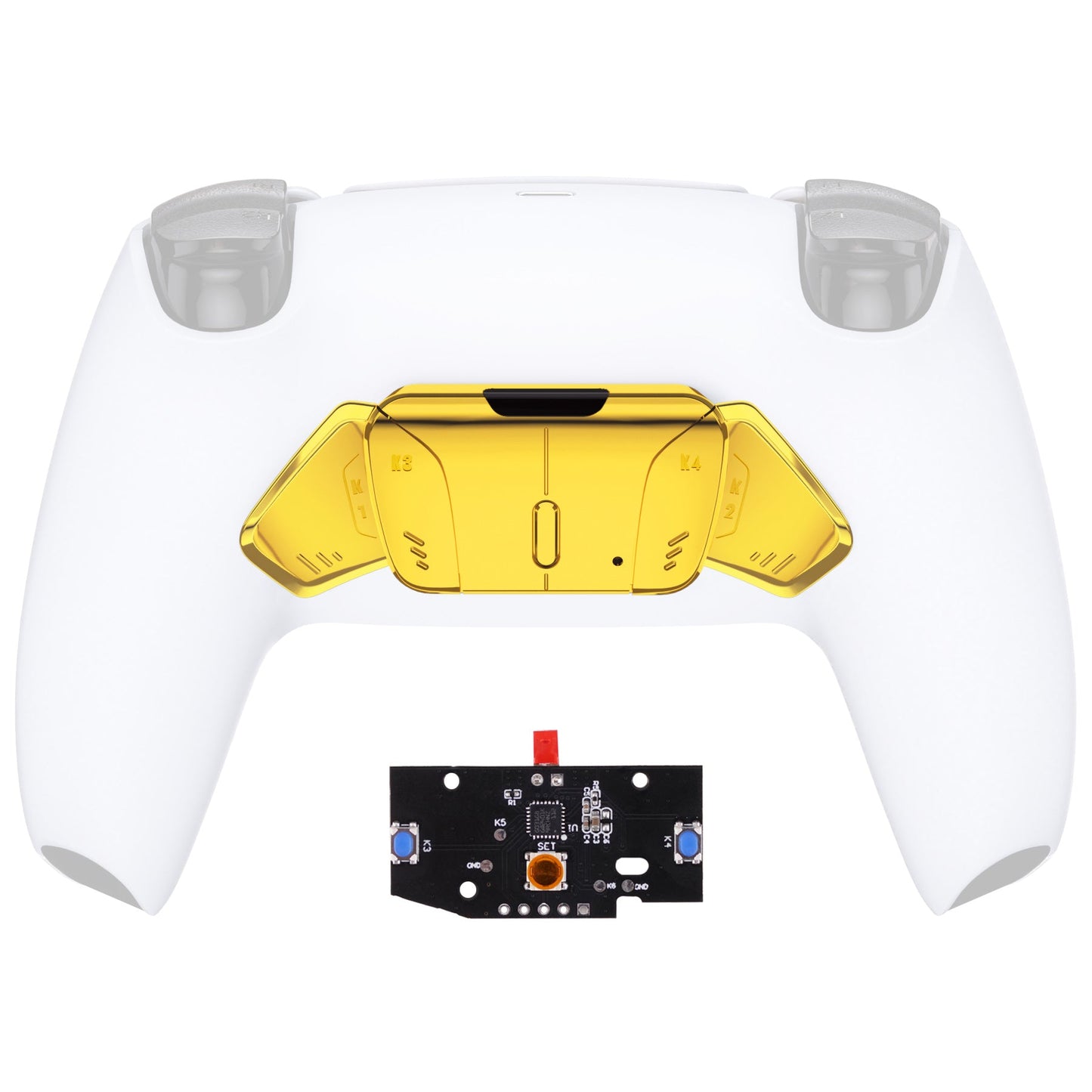 eXtremeRate Retail Turn RISE to RISE4 Kit ¨C Redesigned Chrome Gold K1 K2 K3 K4 Back Buttons Housing & Remap PCB Board for PS5 Controller eXtremeRate RISE & RISE4 Remap kit - Controller & Other RISE Accessories NOT Included - VPFD4001P