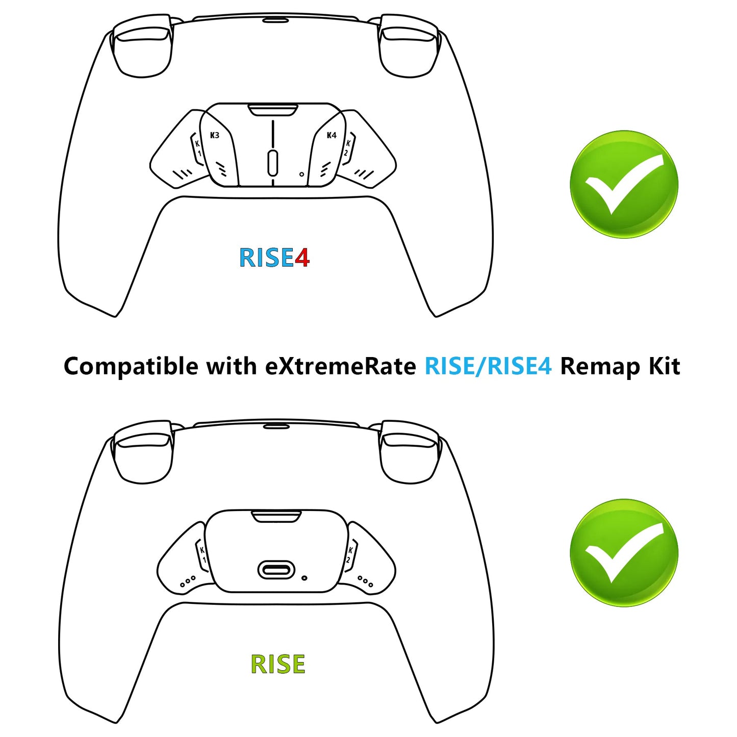 eXtremeRate Turn RISE & RISE4 to RISE4 RMB Kit ¨C Real Metal Buttons (RMB) Version K1 K2 K3 K4 Back Buttons Housing & Remap PCB Board for eXtremeRate RISE & RISE4 Remap kit, Compatible with PS5 Controller - Metallic Rainbow Aura Blue & Purple eXtremeRate
