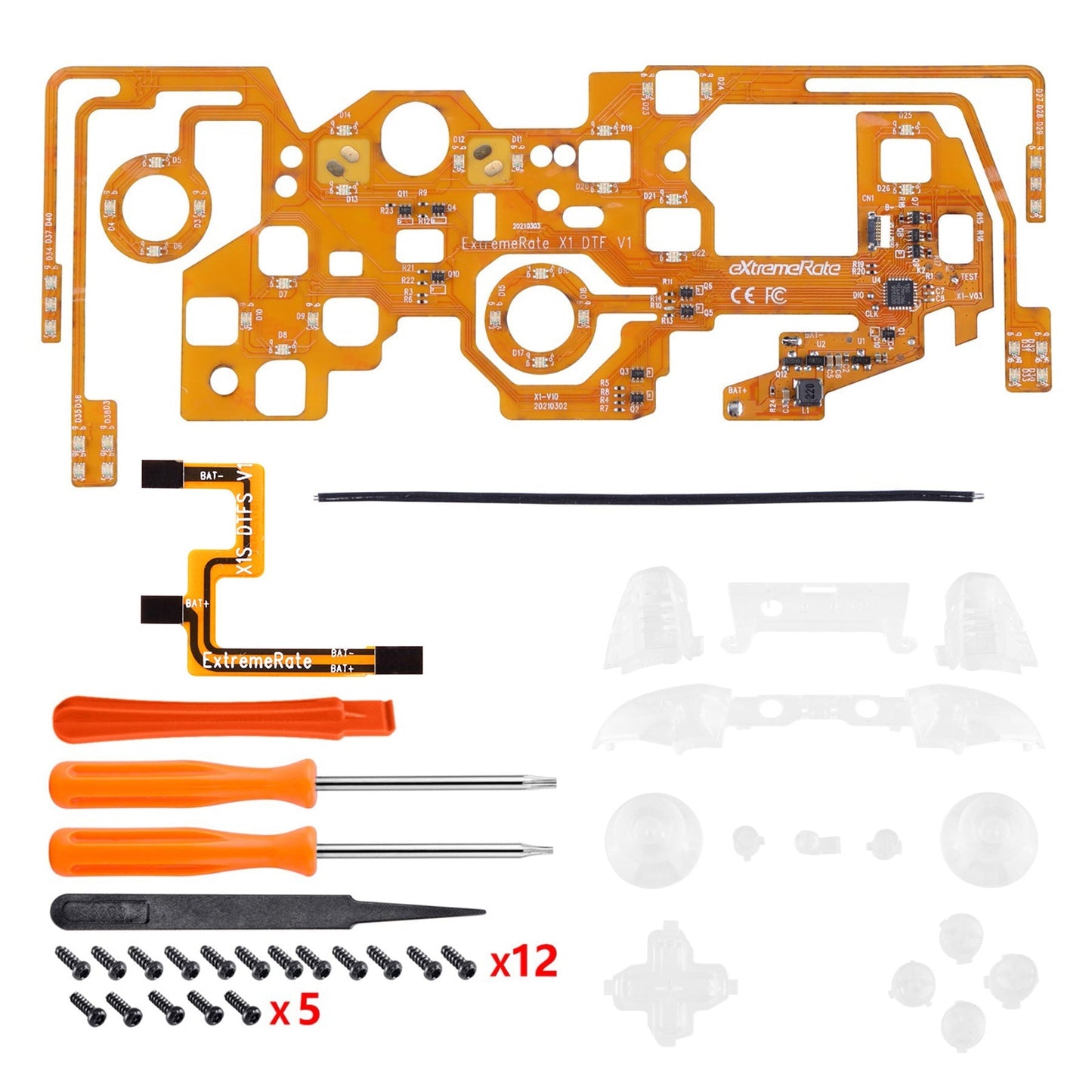 eXtremeRate Retail Multi-Colors Luminated Bumpers Triggers Dpad Thumbsticks Start Back ABXY Action Buttons, DTFS (DTF 2.0 ) LED Kit for Xbox One S/X Controller (Model 1708) - Controller NOT Included - X1LED03