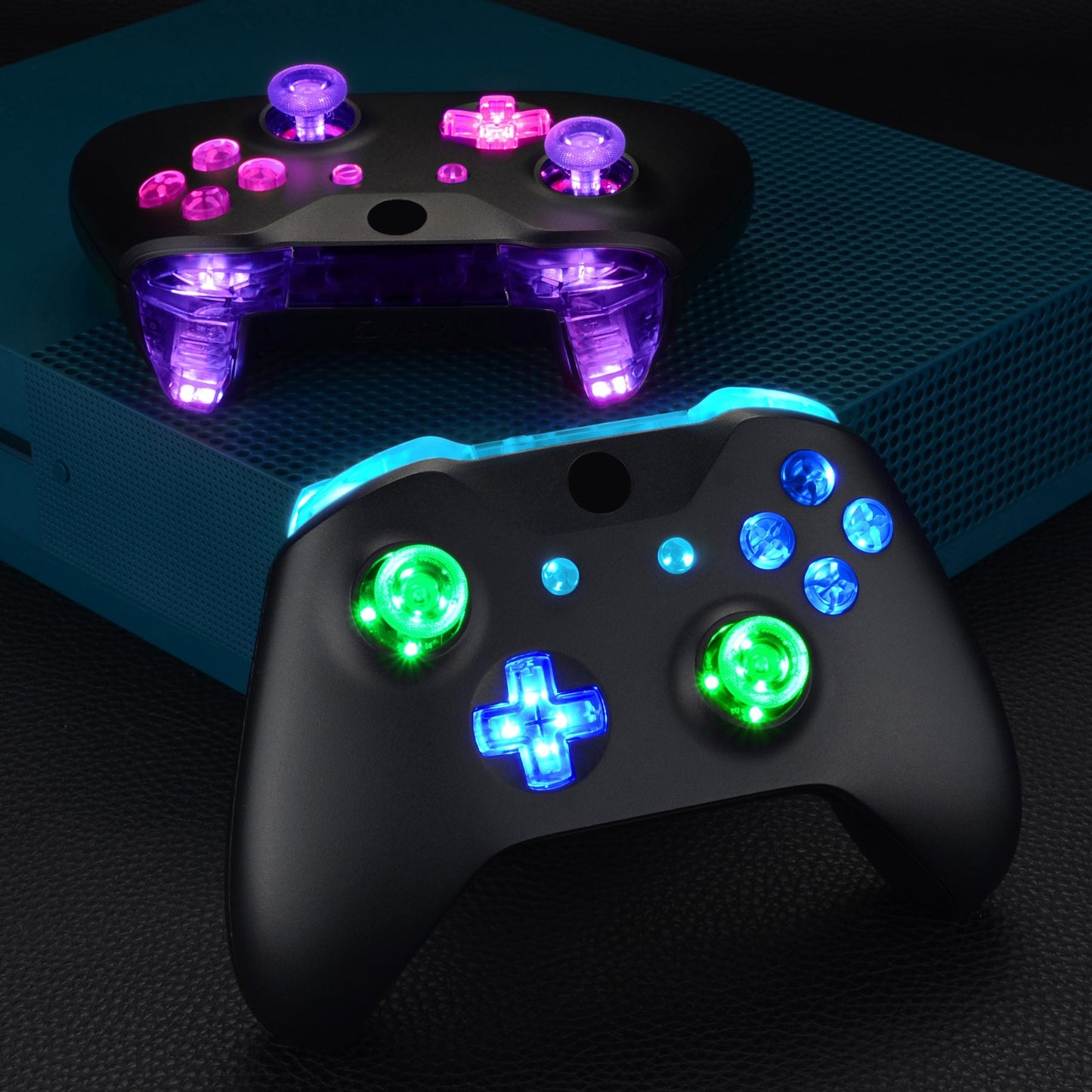 eXtremeRate Retail Multi-Colors Luminated Bumpers Triggers Dpad Thumbsticks Start Back ABXY Action Buttons, DTFS (DTF 2.0 ) LED Kit for Xbox One S/X Controller (Model 1708) - Controller NOT Included - X1LED03