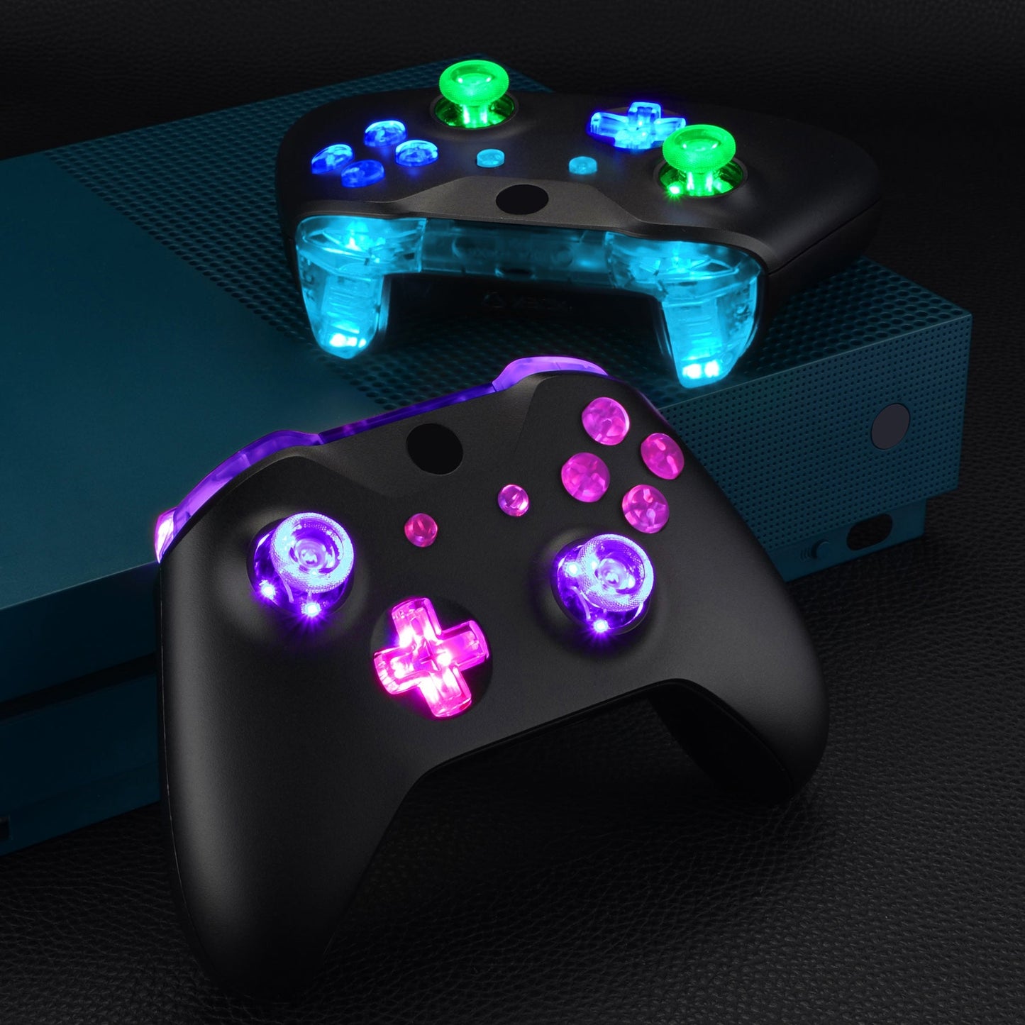 eXtremeRate Retail Multi-Colors Luminated Bumpers Triggers Dpad Thumbsticks Start Back ABXY Action Buttons, DTFS (DTF 2.0 ) LED Kit for Xbox One S/X Controller (Model 1708) - Controller NOT Included - X1LED03