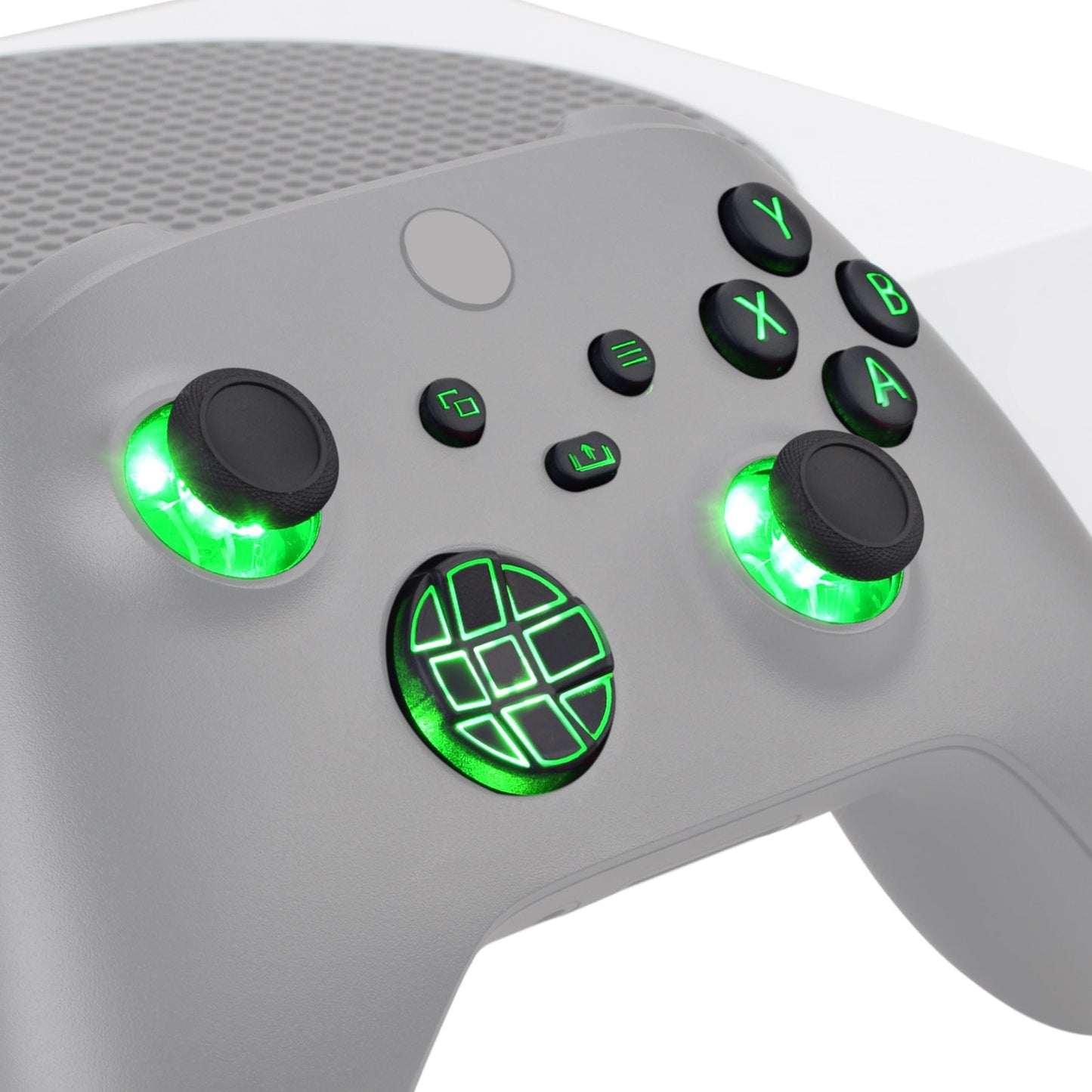 eXtremeRate Retail Multi-Colors Luminated Dpad Thumbsticks Start Back Sync ABXY Buttons for Xbox Series X/S Controller, Black Classical Symbols Buttons DTF LED Kit for Xbox Core Controller - X3LED03