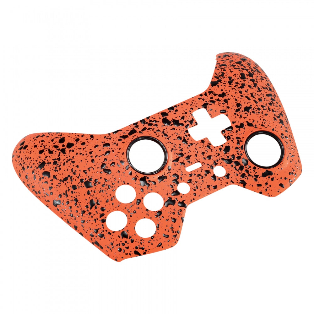 eXtremeRate Retail Textured Orange Faceplate Cover Front Shell Case Comfortable Non-slip Replacement Kit for Xbox One Elite Controller Model 1698 with Thumbstick Accent Rings -XOEP012