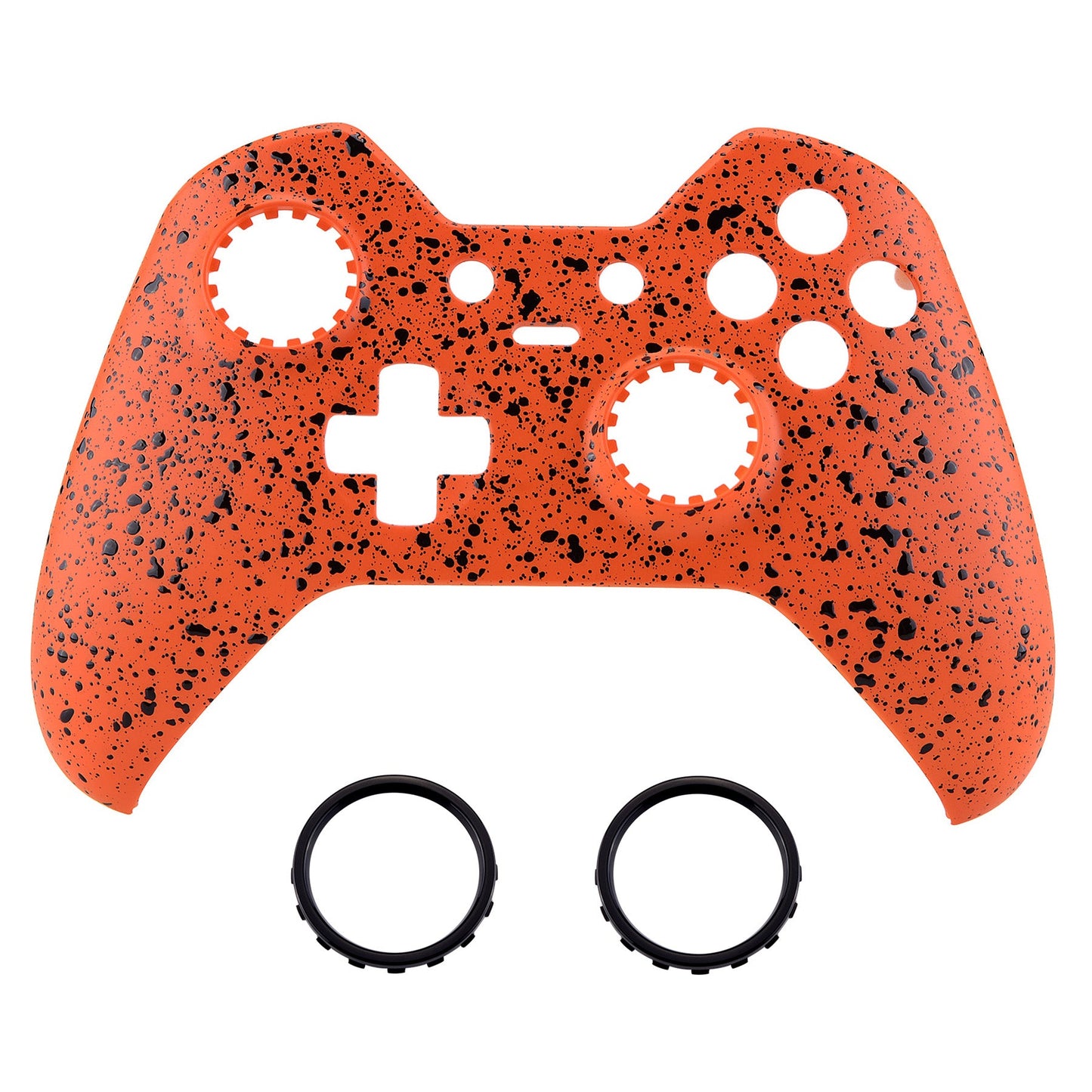 Textured Orange Faceplate Cover Front Shell Case Comfortable Non-slip Replacement Kit for Xbox One Elite Controller Model 1698 with Thumbstick Accent Rings -XOEP012 eXtremeRate
