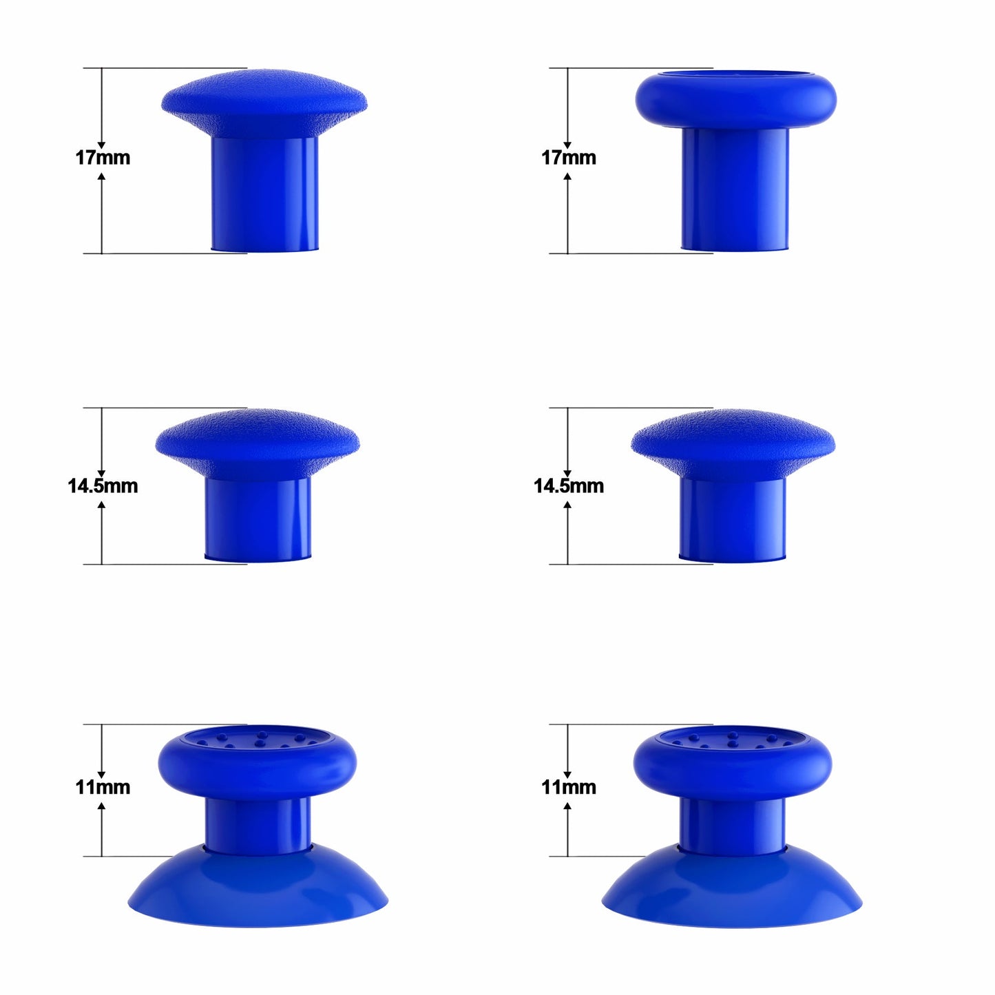 eXtremeRate Retail ThumbsGear Interchangeable Ergonomic Thumbstick for Xbox Series X & S/Xbox One/Xbox One Elite/Xbox One S & X Controller with 3 Height Domed and Concave Grips Adjustable Joystick - Blue - XOJ2112