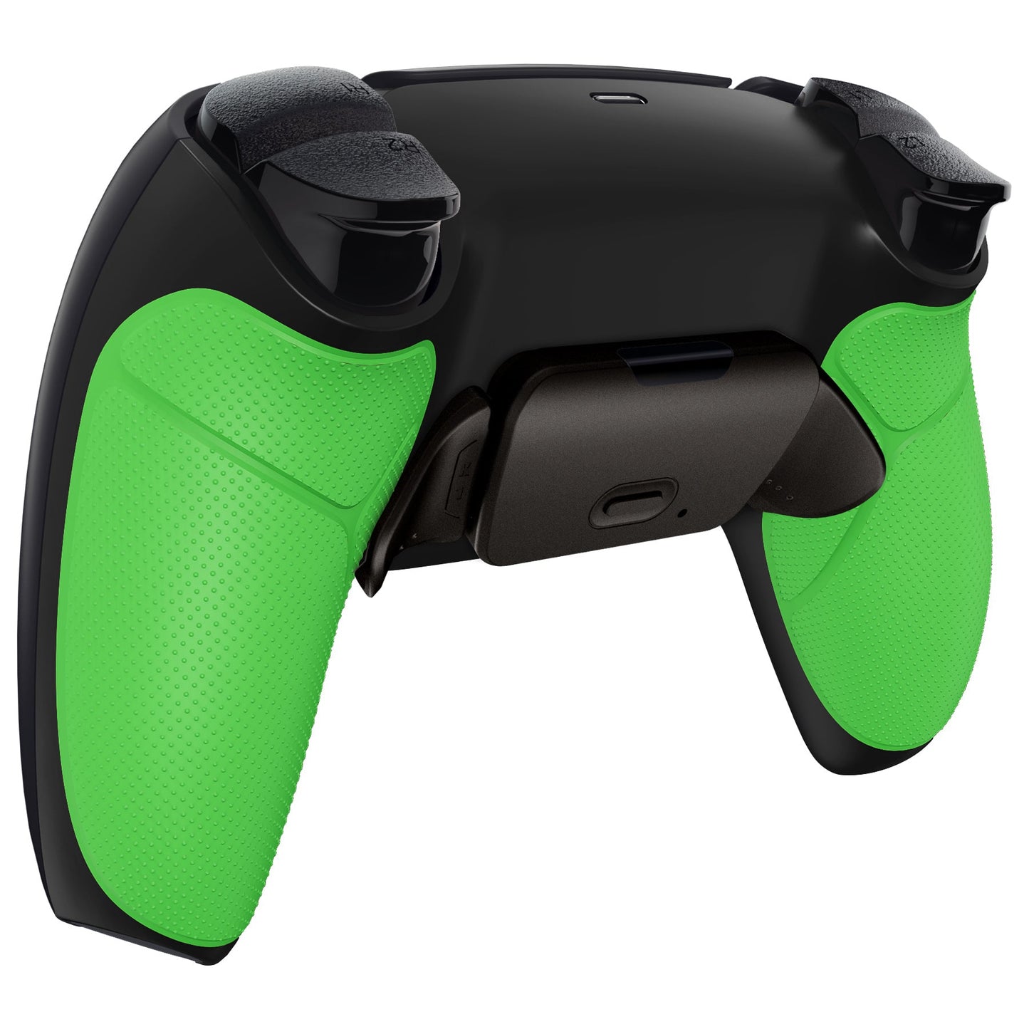 eXtremeRate Retail Black Real Metal Buttons (RMB) Version RISE 2.0 Remap Kit with Green Rubberized Grip Back Shell & Upgraded Remappable Back Buttons Attachment for PS5 Controller BDM-010 & BDM-020 - XPFJ7008