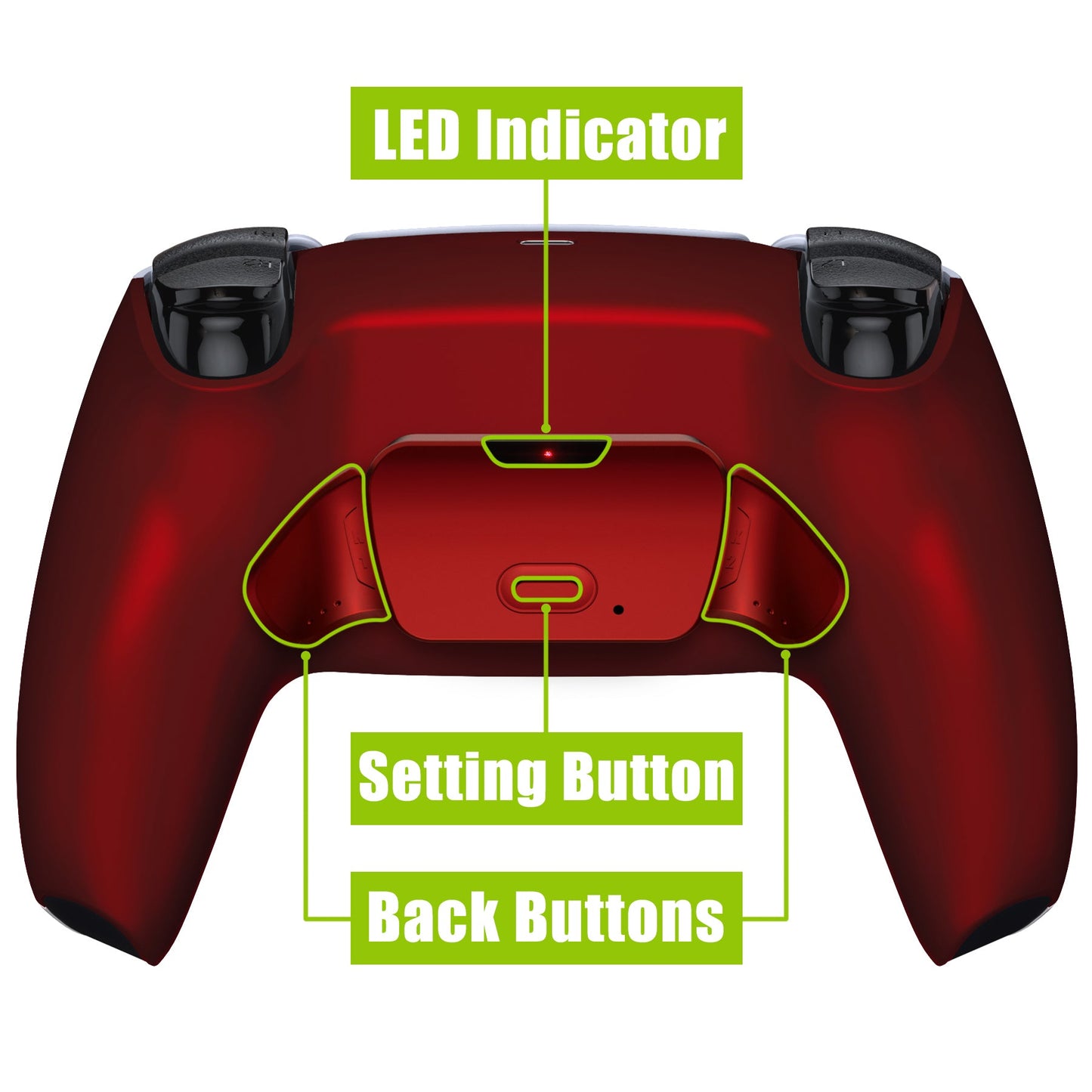 eXtremeRate Retail Scarlet Red Back Paddles Remappable Rise Remap Kit with Upgrade Board & Redesigned Back Shell & Back Buttons Attachment for ps5 Controller BDM-010 & BDM-020 - XPFP3003G2