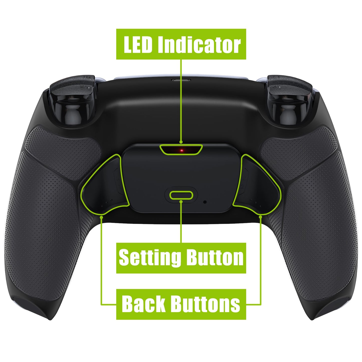 eXtremeRate Retail Black Rubberized Grip Back Paddles Remappable Rise Remap Kit with Upgrade Board & Redesigned Back Shell & Back Buttons Attachment for PS5 Controller BDM-010 & BDM-020 - XPFU6001