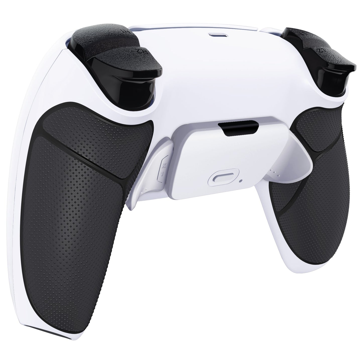 eXtremeRate Retail Rubberized White Black- White Grip Back Paddles Remappable Rise Remap Kit for ps5 Controller, Upgrade Board & Redesigned Back Shell & Back Buttons Attachment for ps5 Controller - Controller NOT Included - XPFU6011