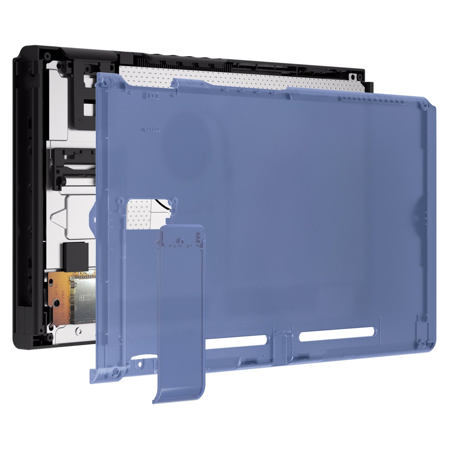 eXtremeRate Retail Clear Deep Ocean Blue Console Back Plate DIY Replacement Housing Shell Case for NS Switch Console with Kickstand - JoyCon Shell NOT Included - ZM512