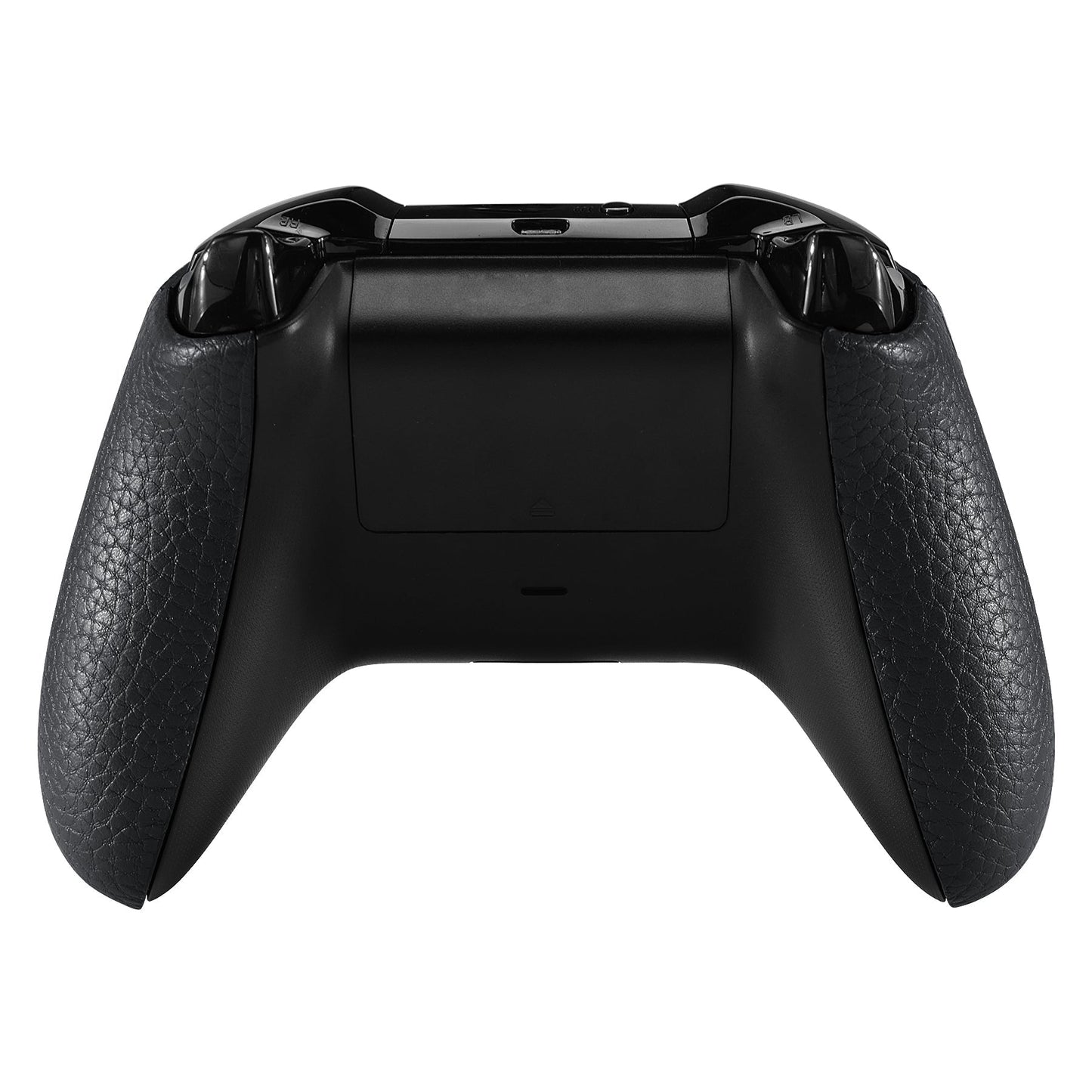 eXtremeRate Retail Black Premium Textured PU Leather Top Shell Front Housing Faceplate Replacement Parts with Side Rails Panel for Xbox One X & One S Controller (Model 1708) - ZSXOFC01