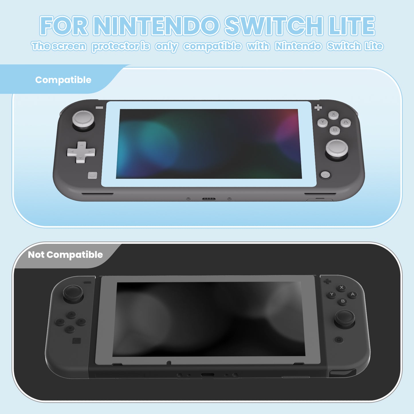eXtremeRate Nintendo Switch Lite用2枚セット傷防止透明HD強化ガラススクリーン保護フィルム【ミルキーブルー】