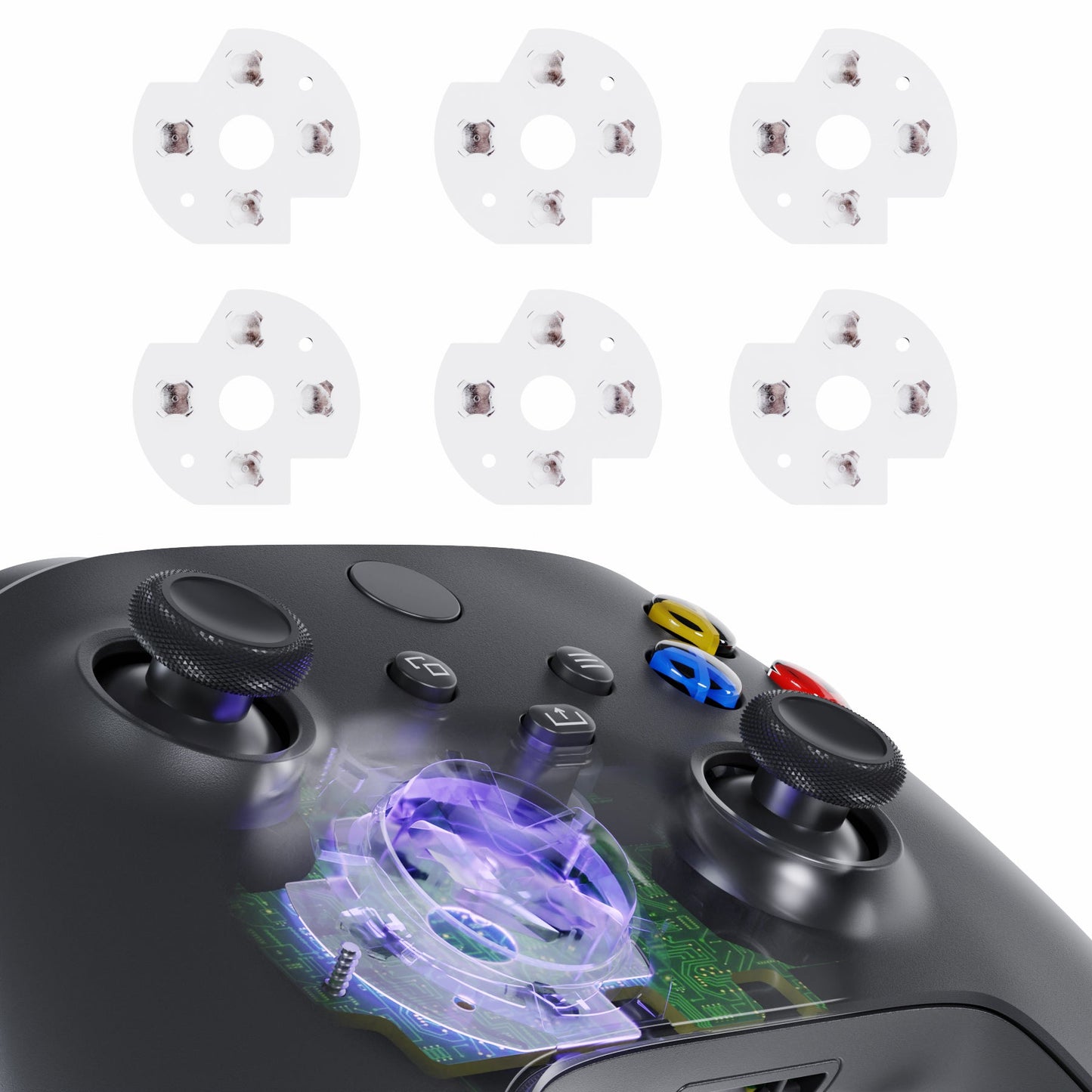 eXtremeRate Retail 6 pcs Dpad Button Conductive Metel Patch Pad for Xbox One & Xbox One S/X & Xbox One Elite V1/V2 & Xbox Series X/S Controller - GRA00003GC