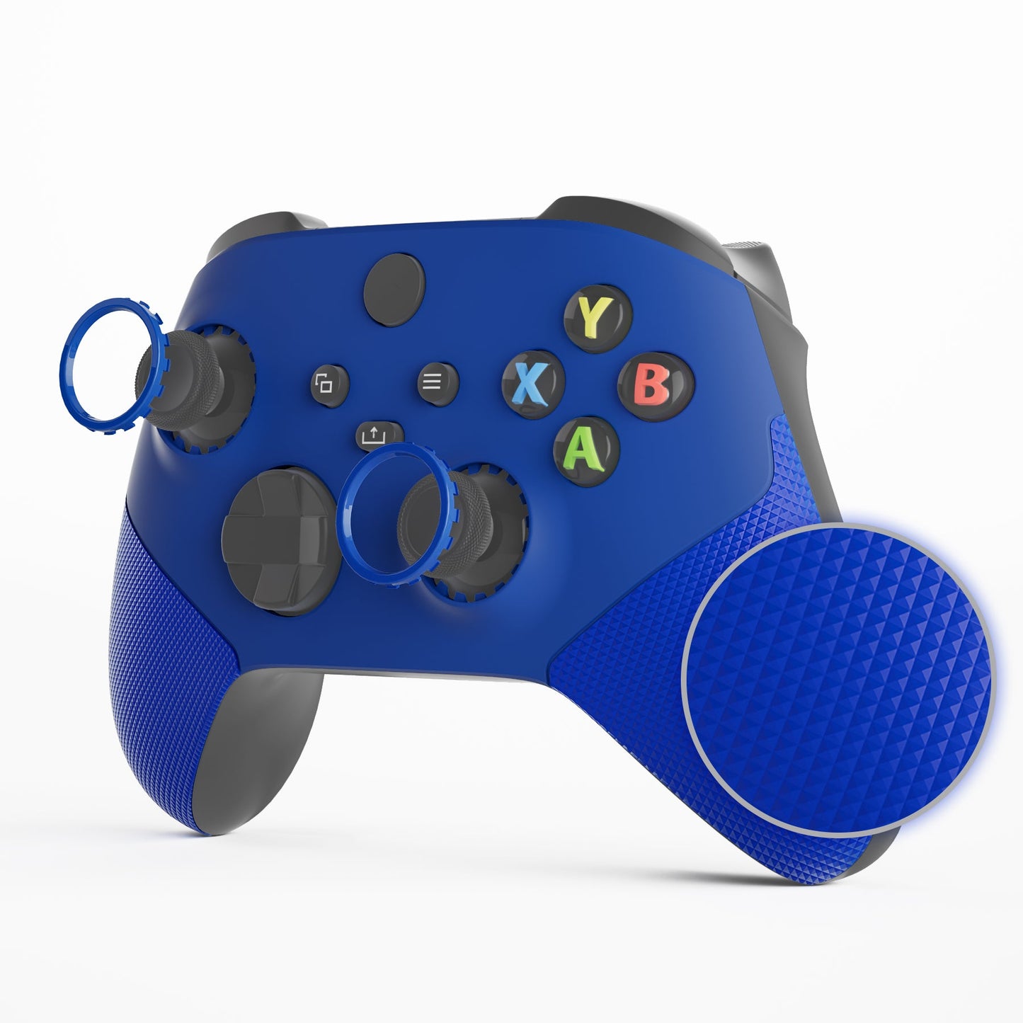 eXtremeRate ASR Version Performance Rubberized Grip Front Housing Shell with Accent Rings for Xbox Series X & S Controller - Blue eXtremeRate