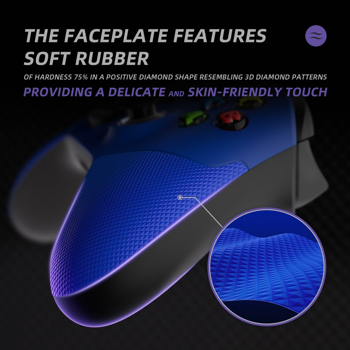 eXtremeRate ASR Version Performance Rubberized Grip Front Housing Shell with Accent Rings for Xbox Series X & S Controller - Blue eXtremeRate