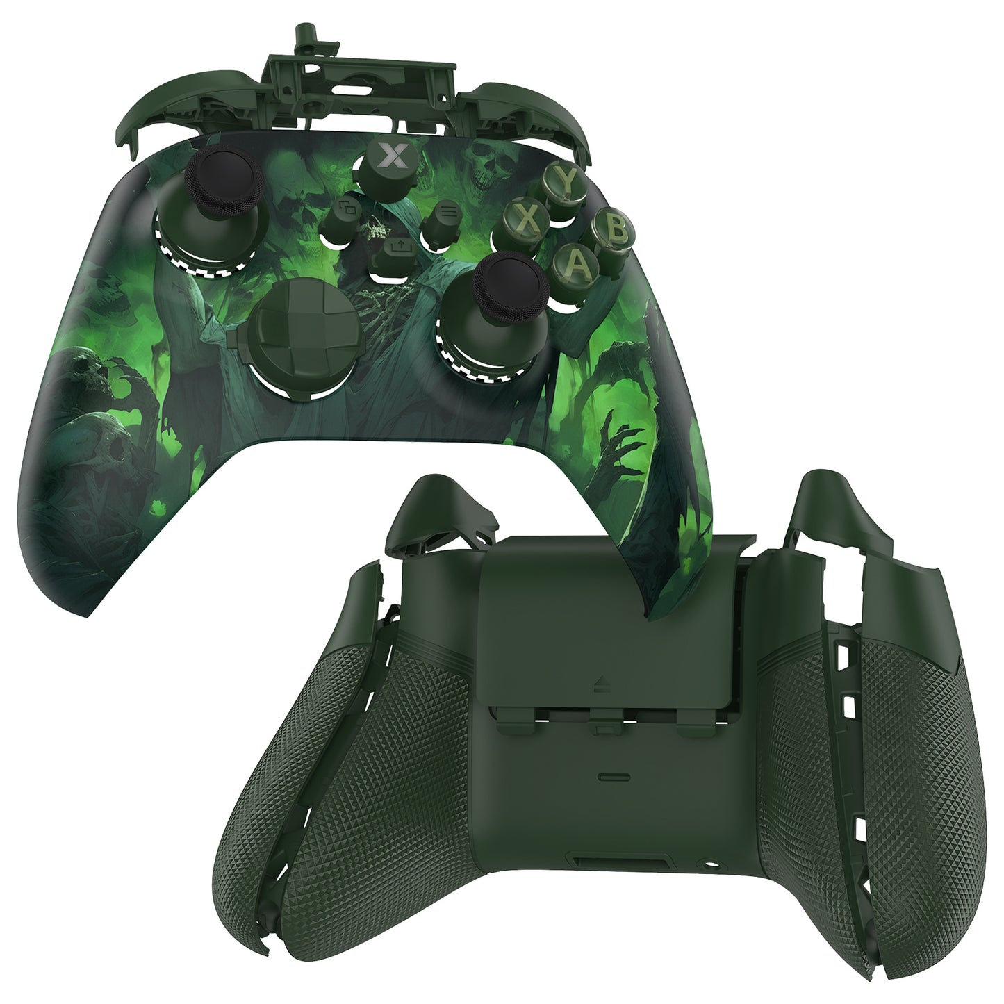 eXtremeRate Xbox Series X&Sコントローラー対応用ASRバージョン 高性能ラバー加工 フルセットシェルボタン ダイヤモンドテクスチャーグリップ付きバックプレートケース【悪霊カーニバル】