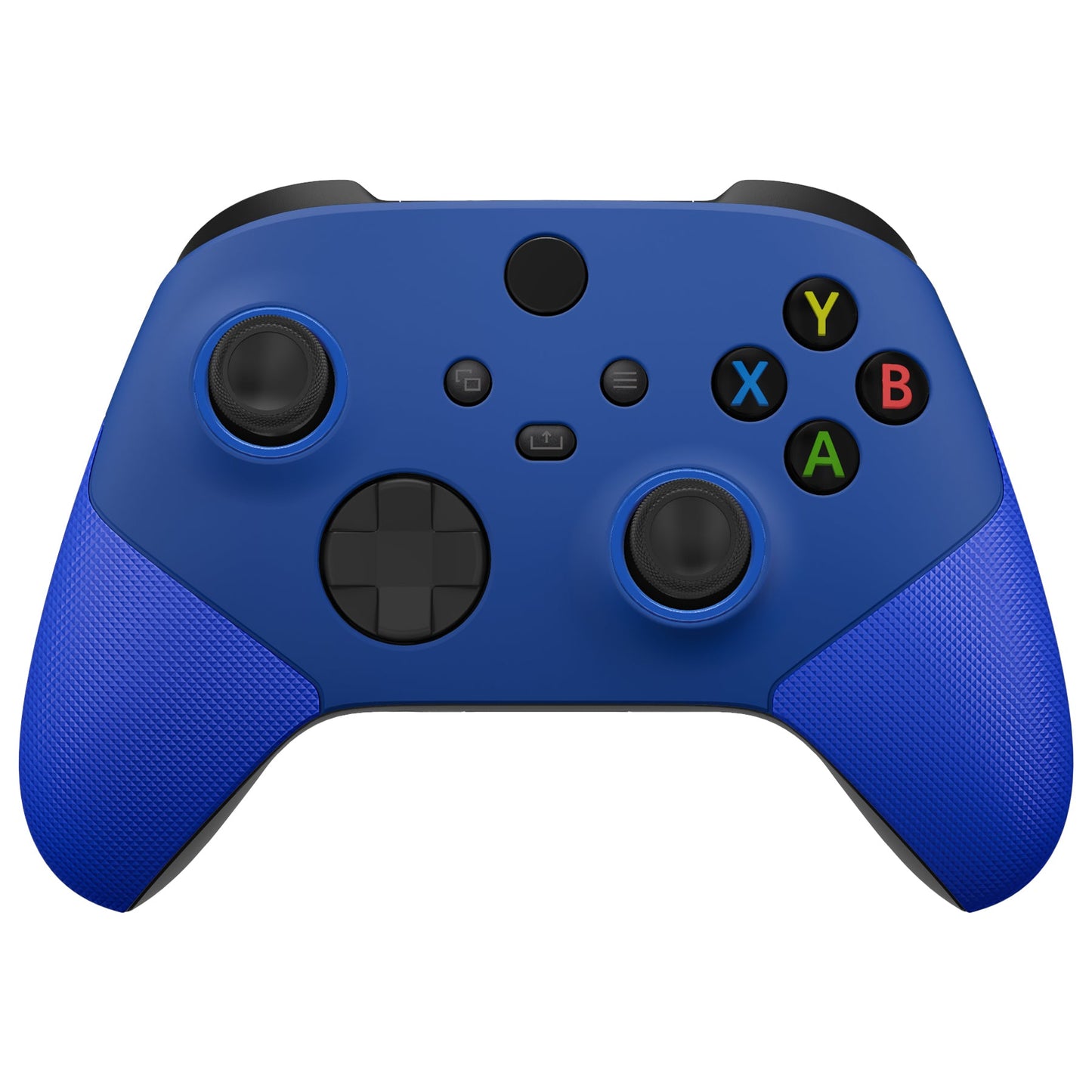 eXtremeRate ASR Version Performance Rubberized Grip Front Housing Shell with Accent Rings for Xbox Series X & S Controller - Rubberized Blue eXtremeRate