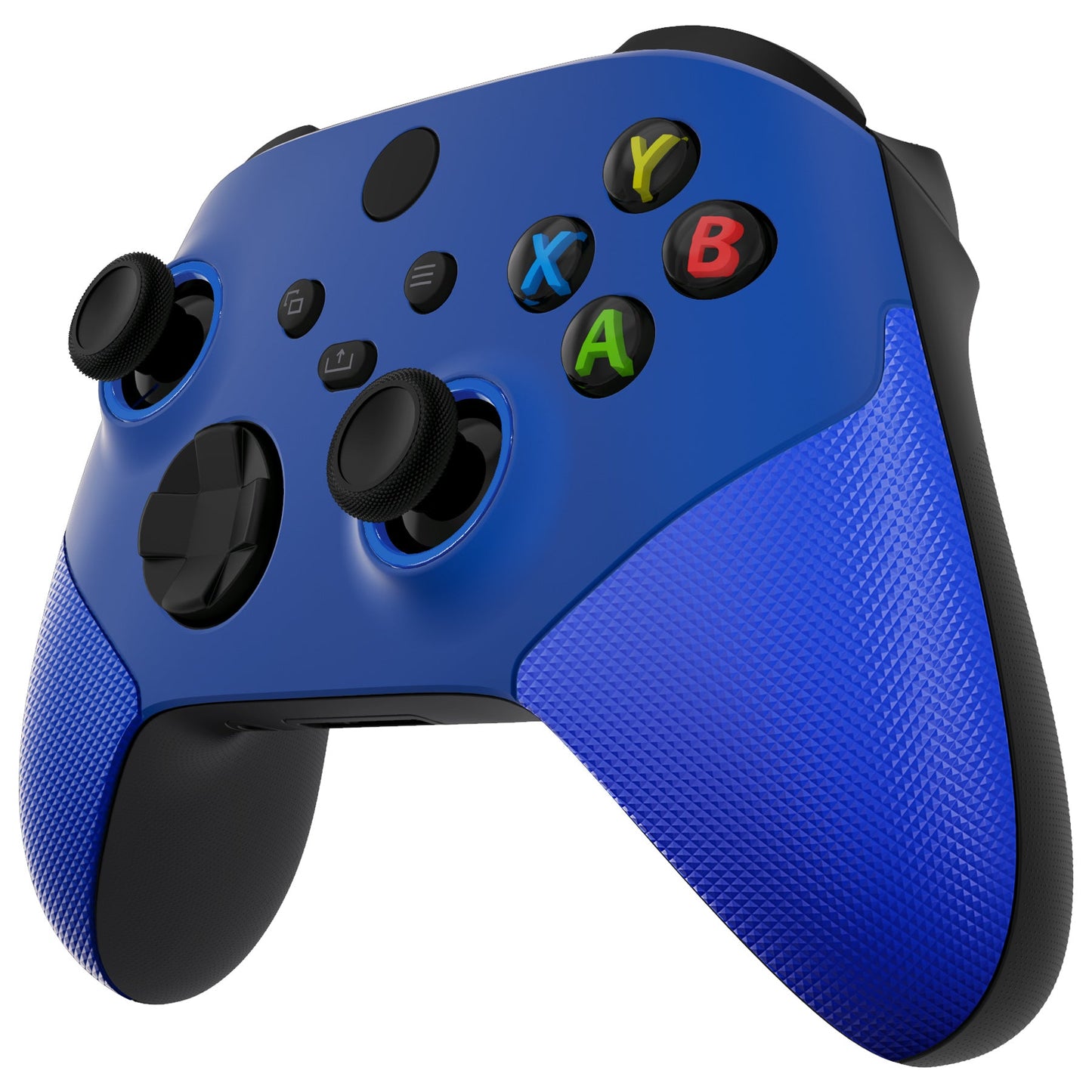 eXtremeRate ASR Version Performance Rubberized Grip Front Housing Shell with Accent Rings for Xbox Series X & S Controller - Rubberized Blue eXtremeRate