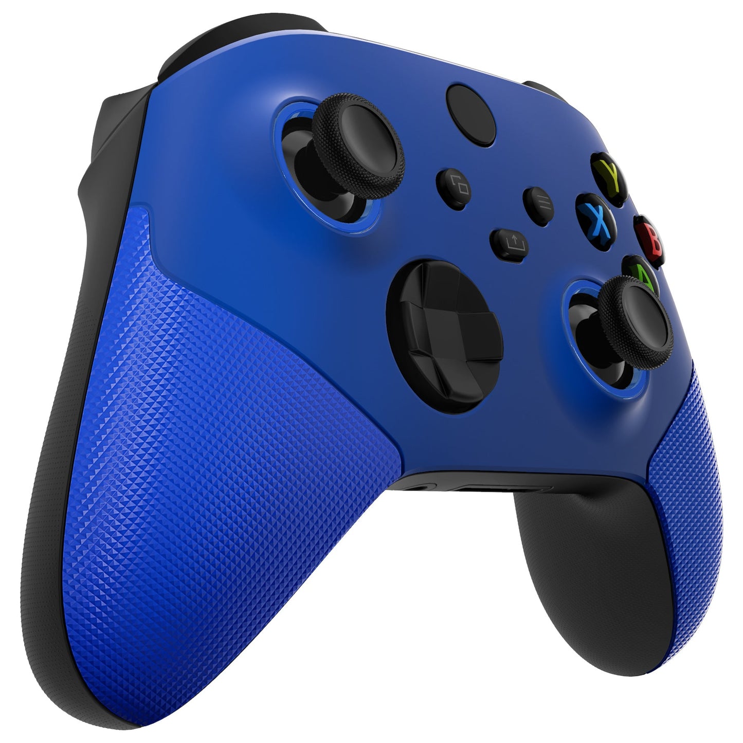 eXtremeRate ASR Version Performance Rubberized Grip Front Housing Shell with Accent Rings for Xbox Series X & S Controller - Rubberized Blue eXtremeRate