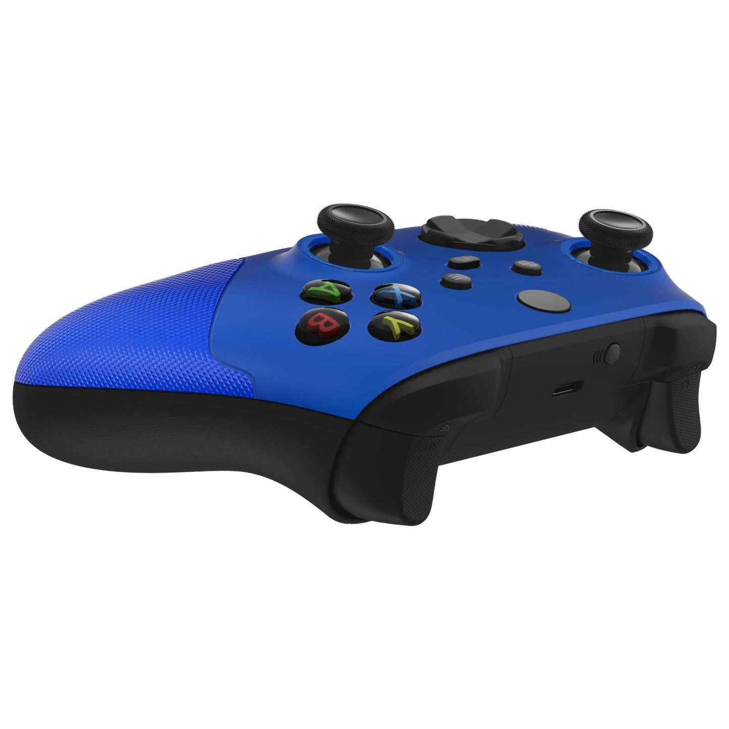 eXtremeRate ASR Version Performance Rubberized Grip Front Housing Shell with Accent Rings for Xbox Series X & S Controller - Rubberized Blue eXtremeRate