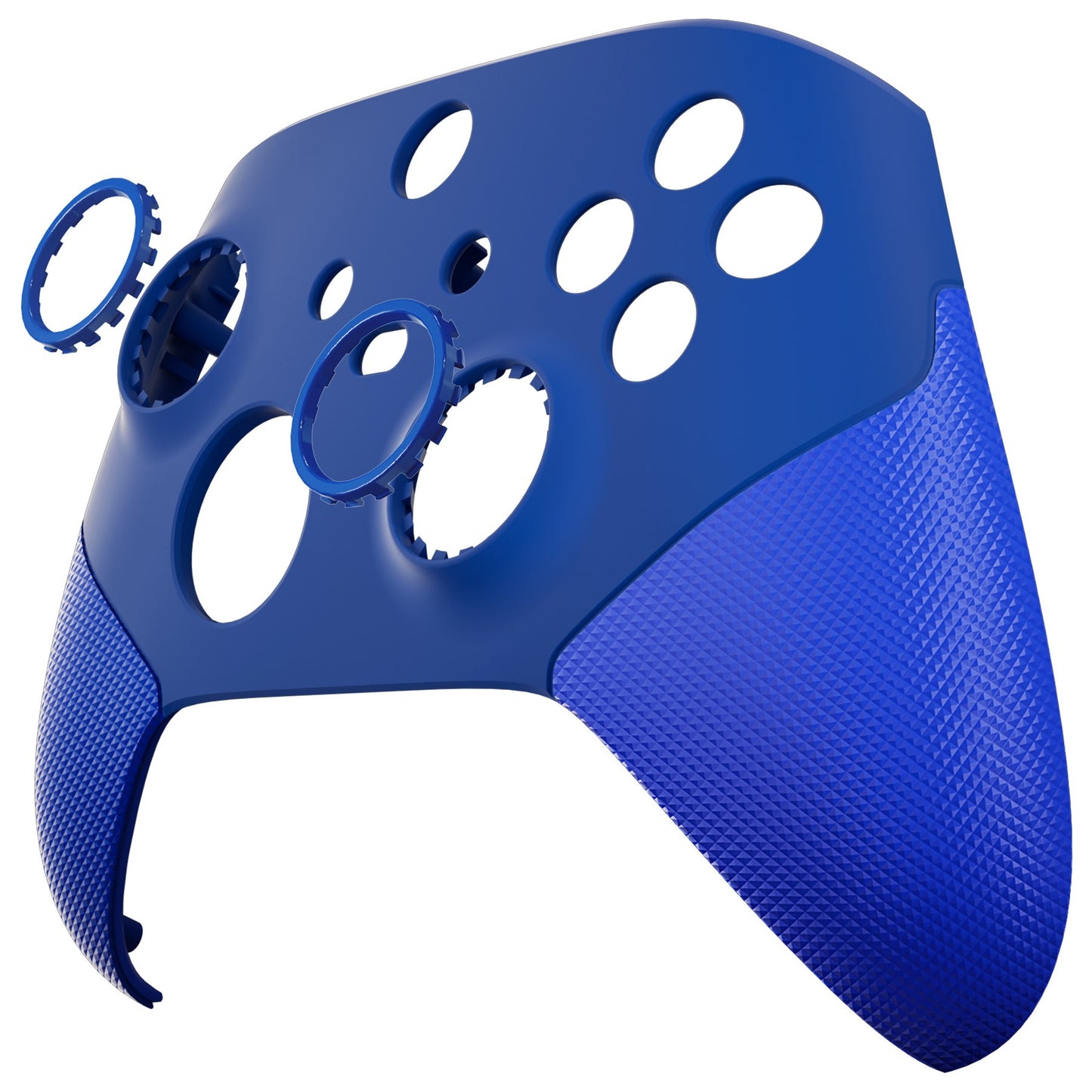 eXtremeRate ASR Version Performance Rubberized Grip Front Housing Shell with Accent Rings for Xbox Series X & S Controller - Rubberized Blue eXtremeRate
