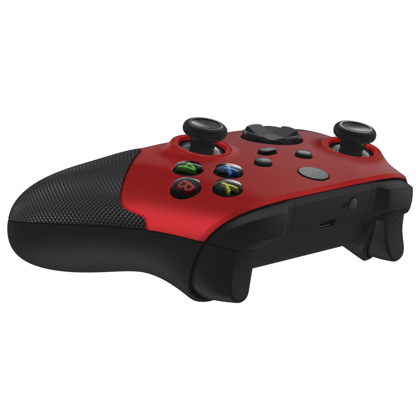 eXtremeRate ASR Version Performance Rubberized Grip Front Housing Shell with Accent Rings for Xbox Series X & S Controller - Rubberized Scarlet Red & Black eXtremeRate