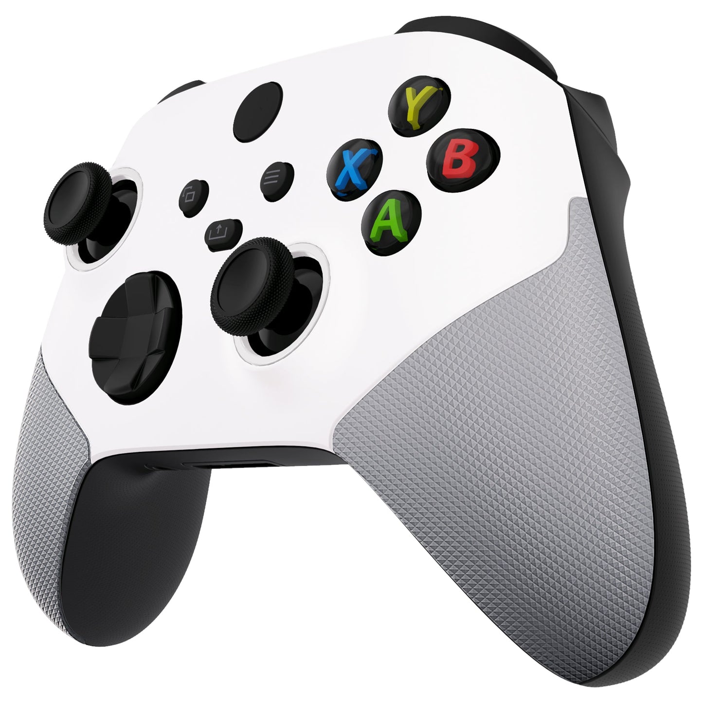 eXtremeRate ASR Version Performance Rubberized Grip Front Housing Shell with Accent Rings for Xbox Series X & S Controller - Rubberized White & Gray eXtremeRate