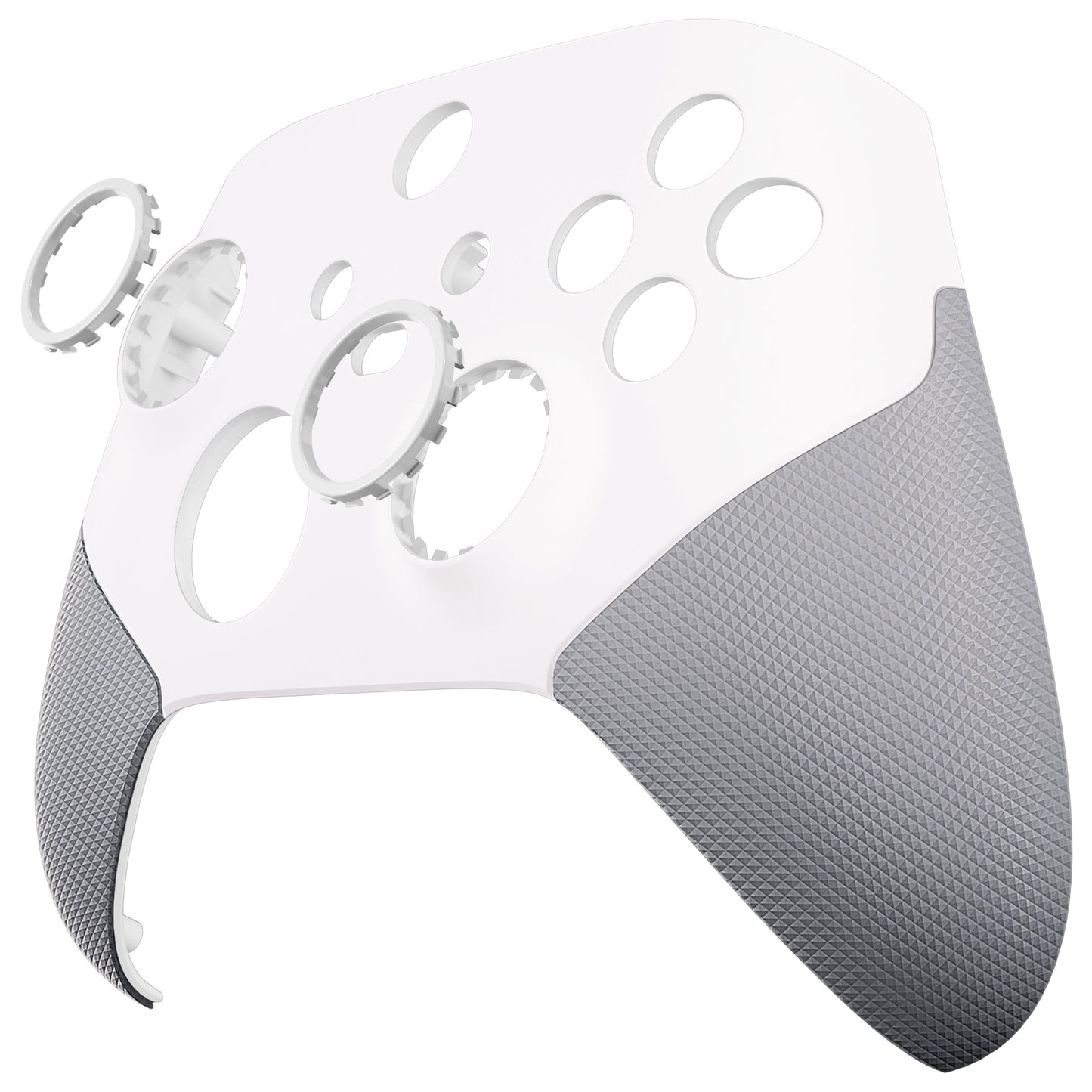 eXtremeRate ASR Version Performance Rubberized Grip Front Housing Shell with Accent Rings for Xbox Series X & S Controller - Rubberized White & Gray eXtremeRate