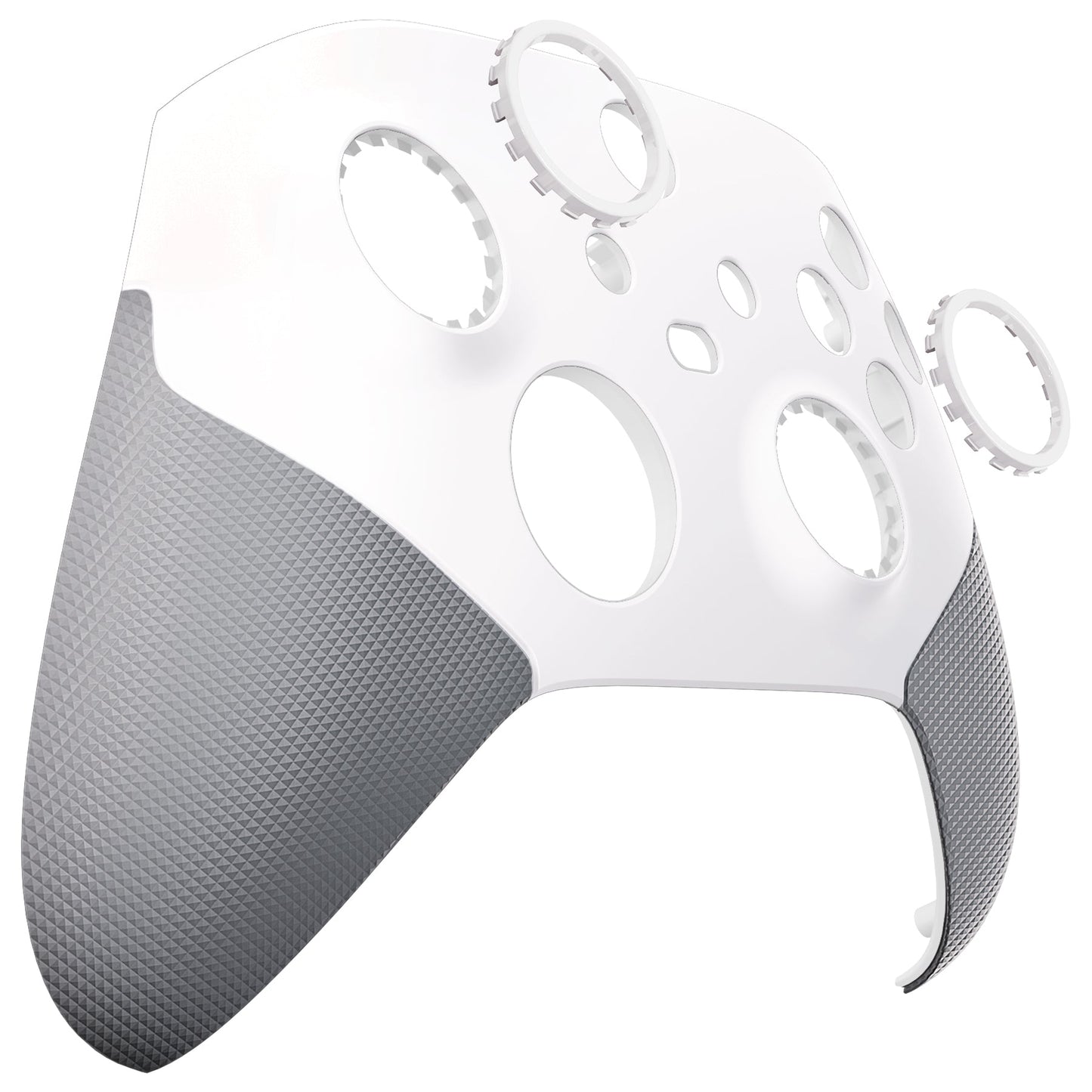 eXtremeRate ASR Version Performance Rubberized Grip Front Housing Shell with Accent Rings for Xbox Series X & S Controller - Rubberized White & Gray eXtremeRate