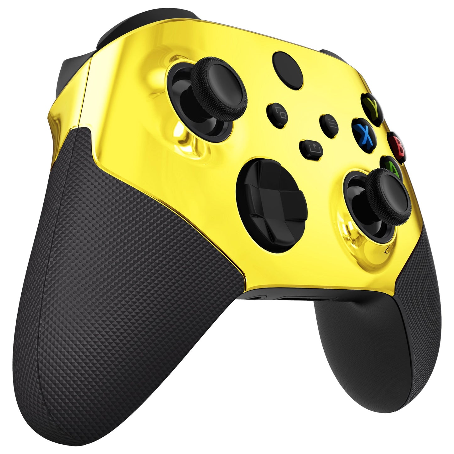eXtremeRate Xbox Series X&Sコントローラー用ASRバージョンパフォーマンスラバー付きサイドレール&フロントハウジングシェル&アクセントリング【クロームゴールド】
