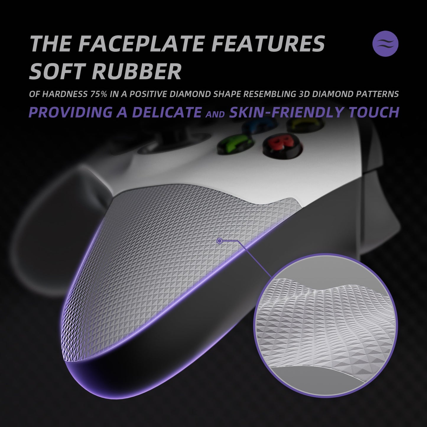 eXtremeRate ASR Version Performance Rubberized Grip Front Housing Shell with Accent Rings for Xbox Series X & S Controller - White & Gray eXtremeRate