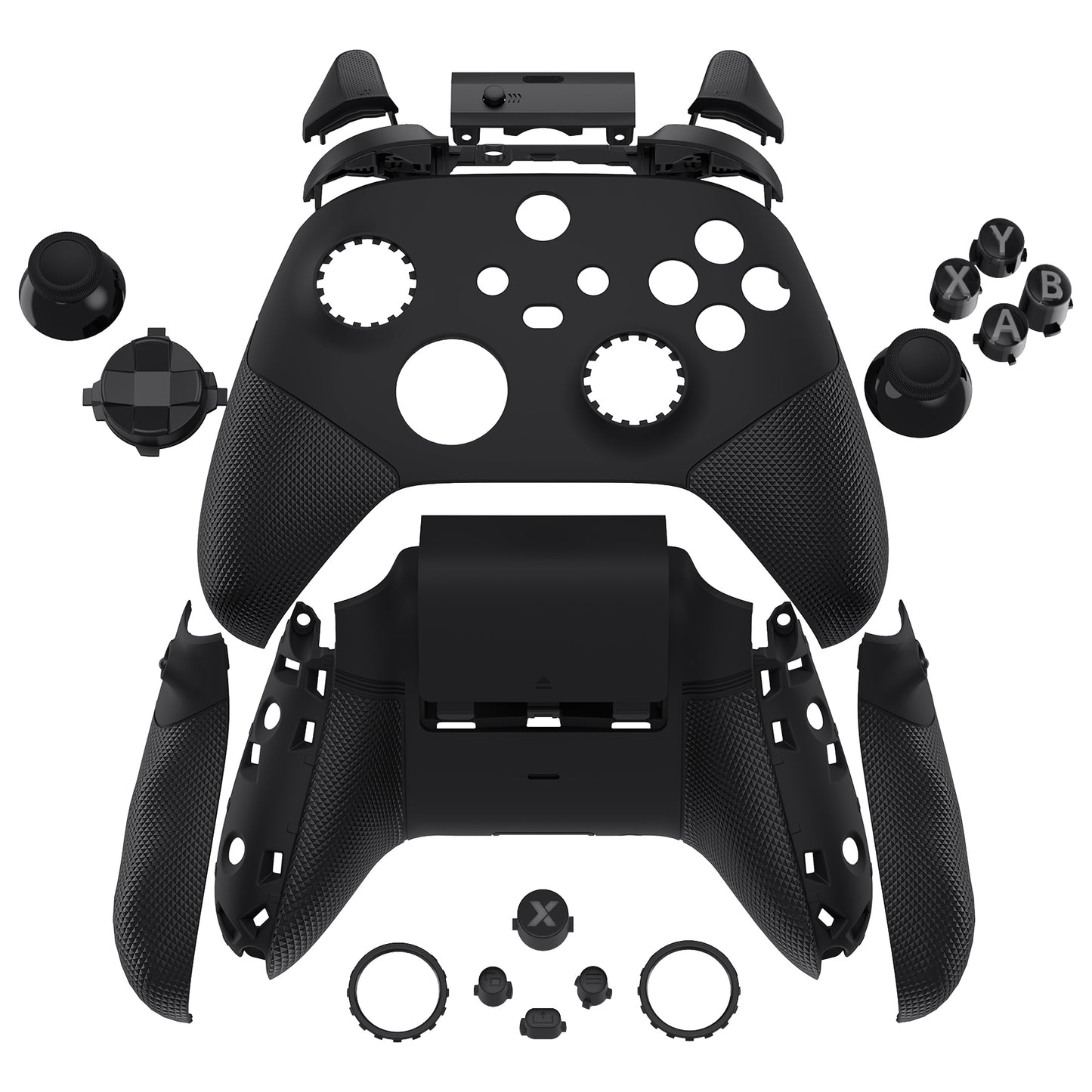 eXtremeRate Xbox Series X&Sコントローラー対応用ASRバージョン 高性能再設計 フルセットシェルボタン FLEXOR サイドレールグリップ トリガーストップキット【ブラック】