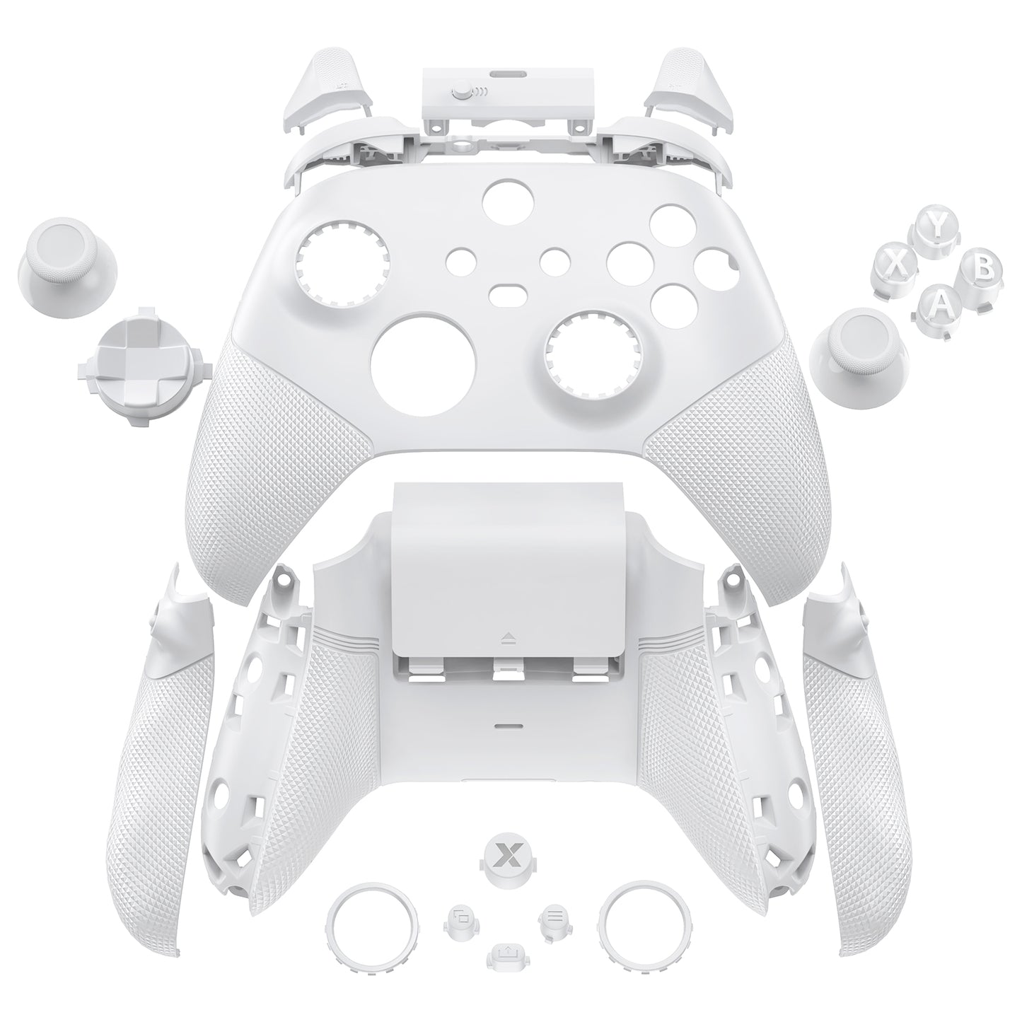 eXtremeRate Xbox Series X&Sコントローラー対応用ASRバージョン 高性能再設計 フルセットシェルボタン FLEXOR サイドレールグリップ トリガーストップキット【フロストホワイト】