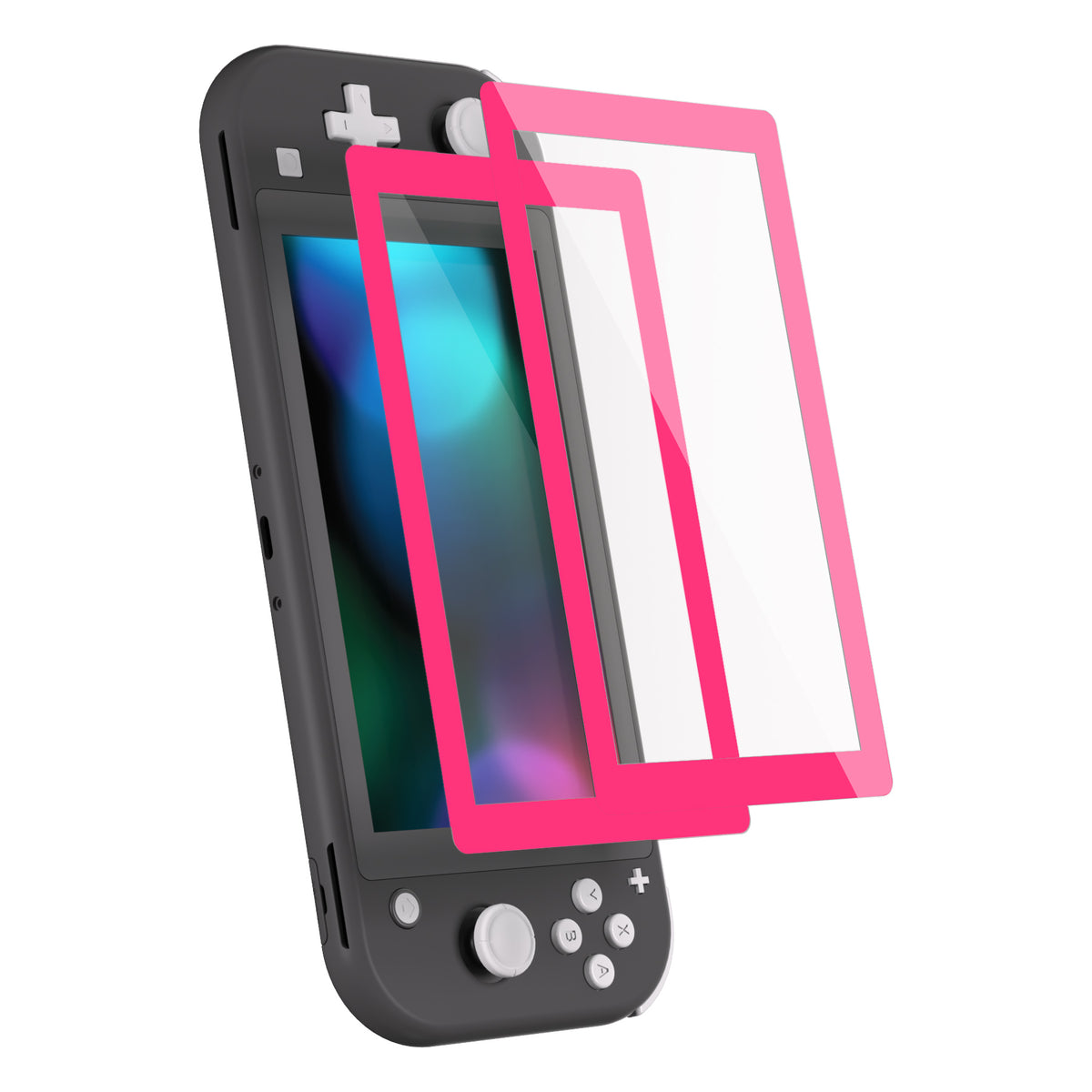 eXtremeRate 2-Pack Scratch-Resistant Clear HD Tempered Glass Screen Protector for Nintendo Switch Lite (Rose Red)